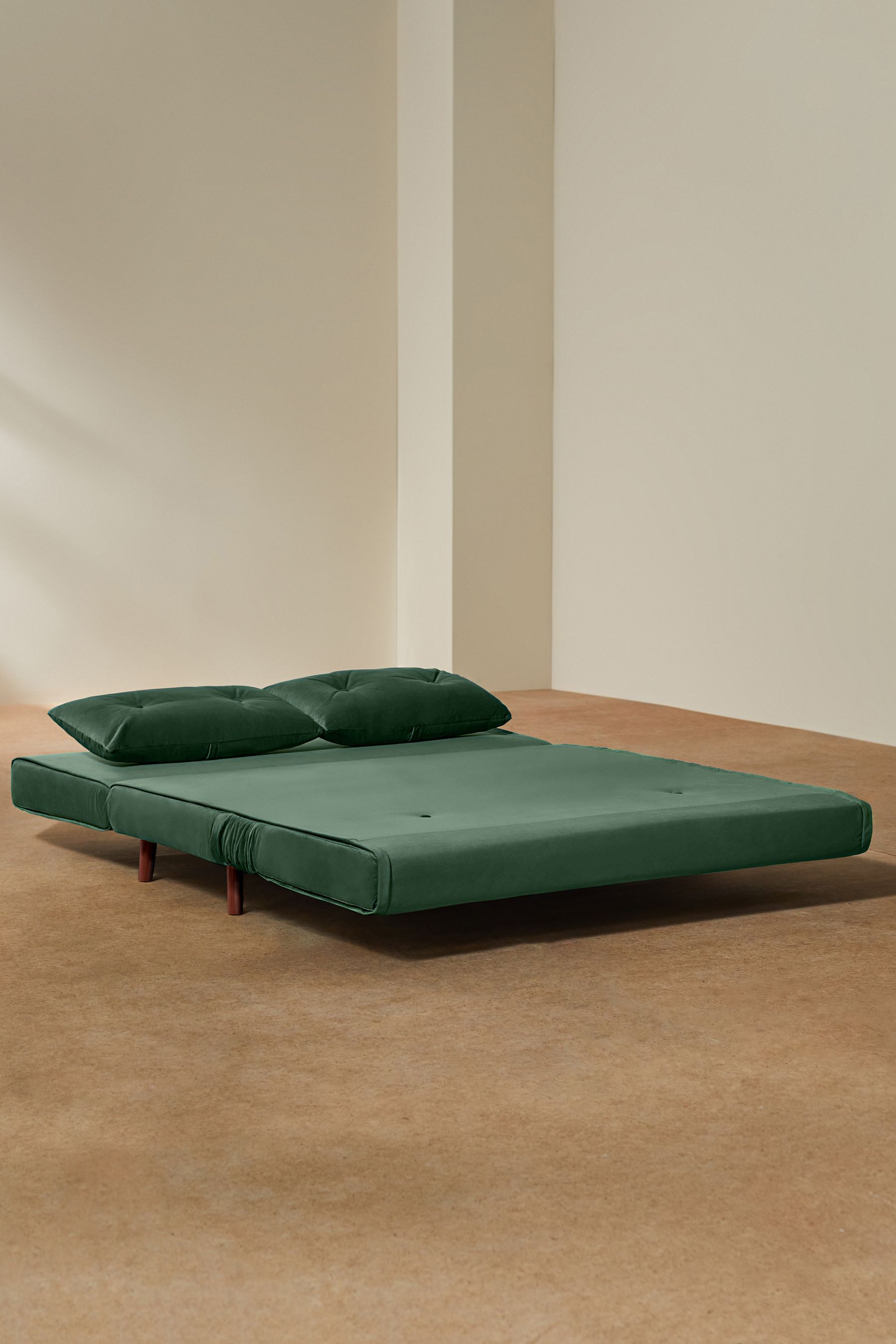 Buy Smooth Velvet Moss Green Haru Sofa Bed from the Next UK