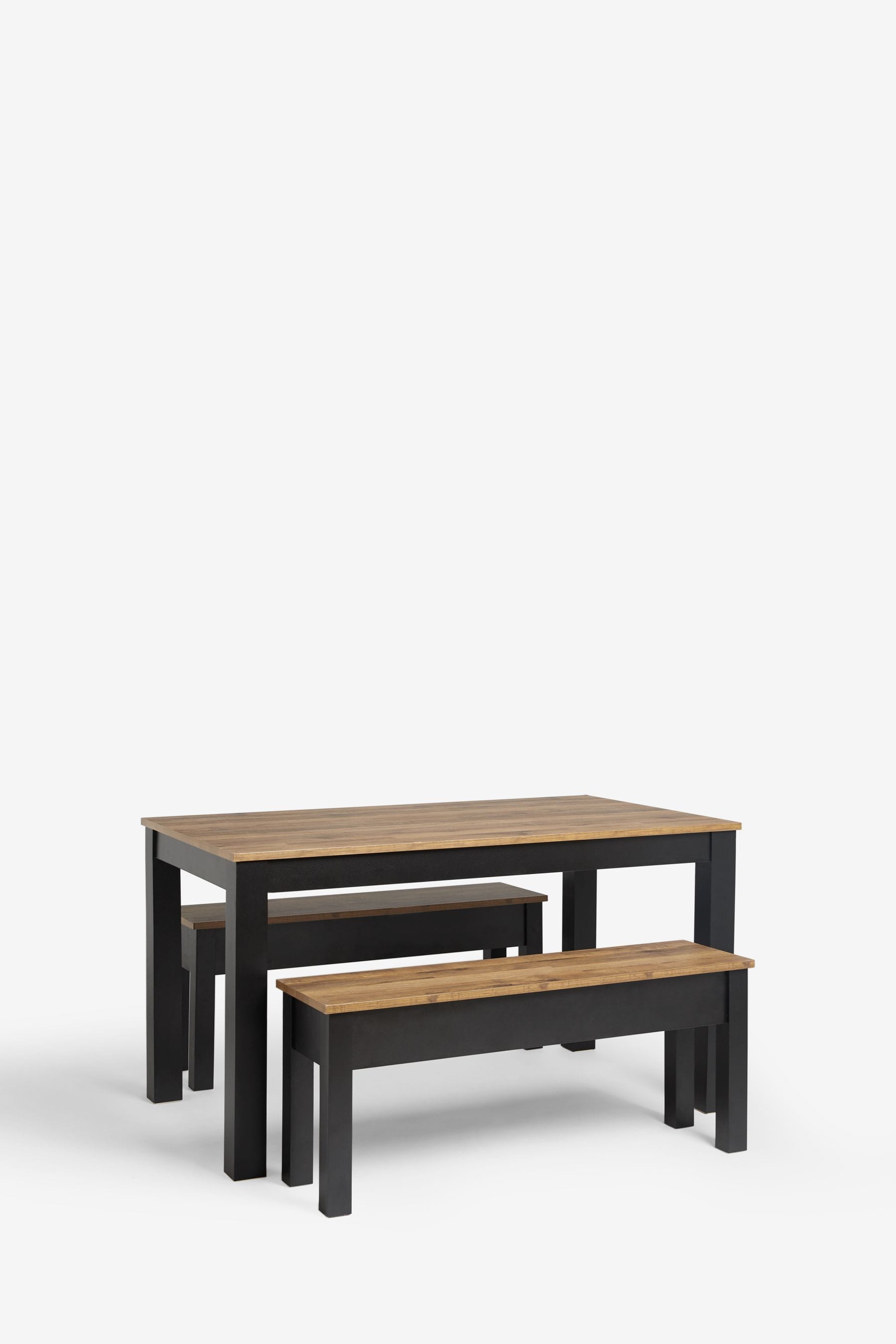 Buy Dark Natural Bronx Oak Effect 4 Seater Bench Dining Table and Bench ...