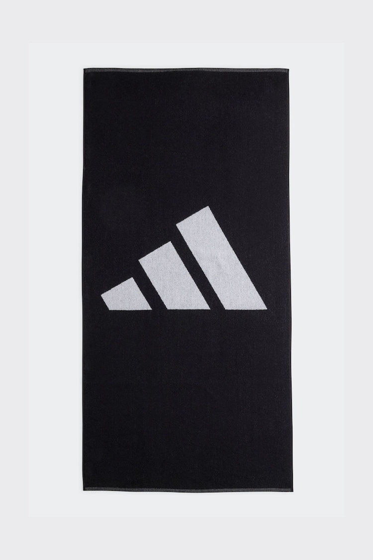 adidas Black Large 3 Bar Towel - Image 1 of 1