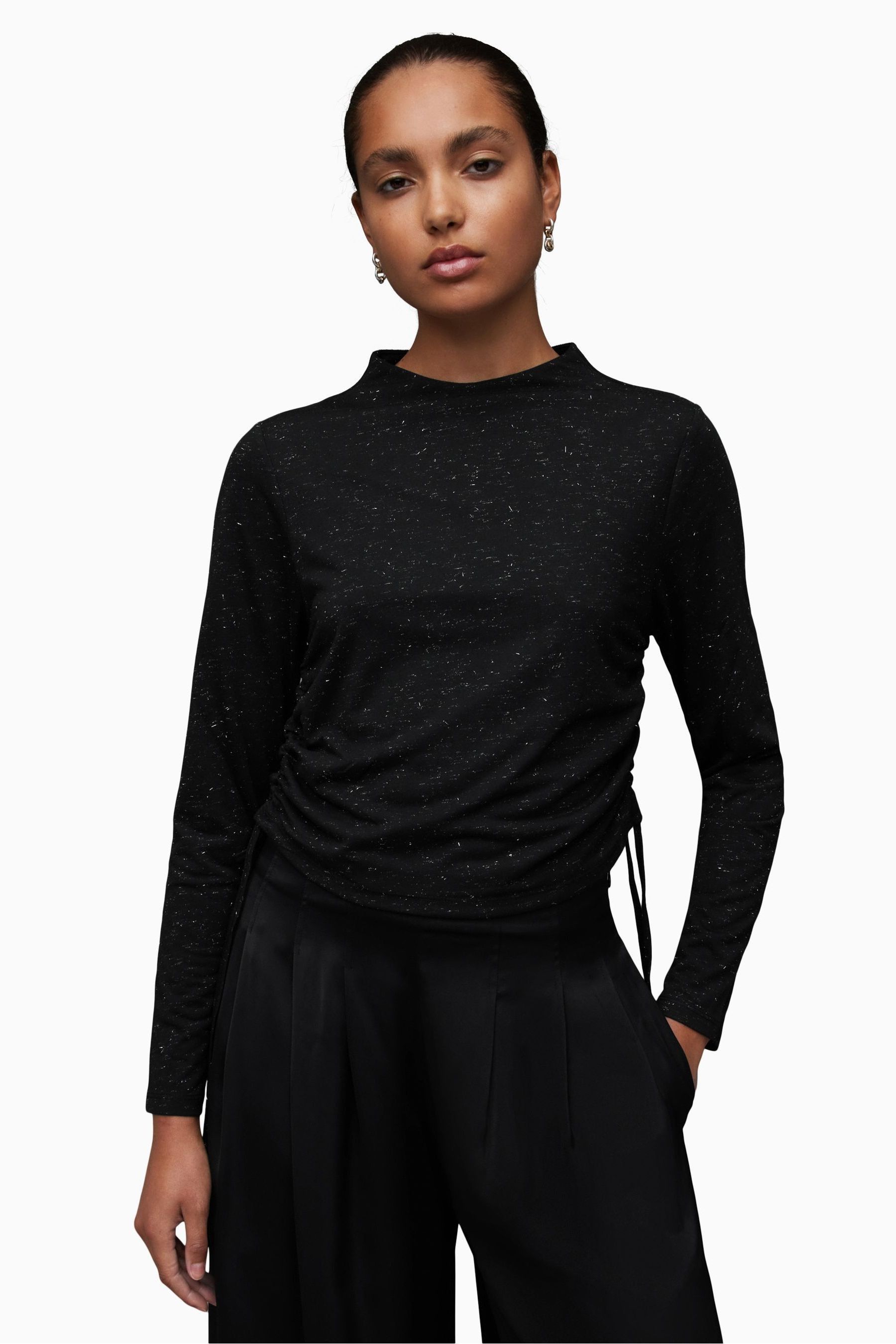 Buy AllSaints Beta Shimmer Black Top from the Next UK online shop
