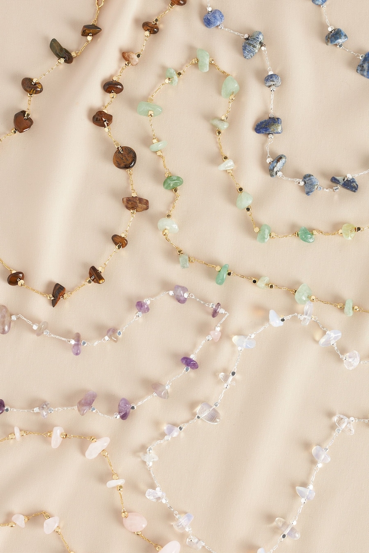 Gold/Silver Plated Semi Precious Stone Chipping Necklace - Image 1 of 1