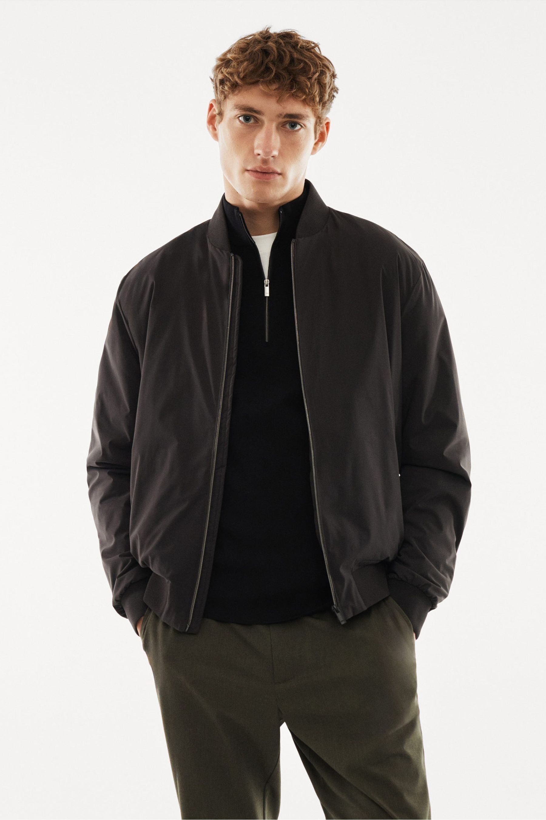 Buy Mango Estevo Lightweight Water-repellent Bomber Black Jacket from ...