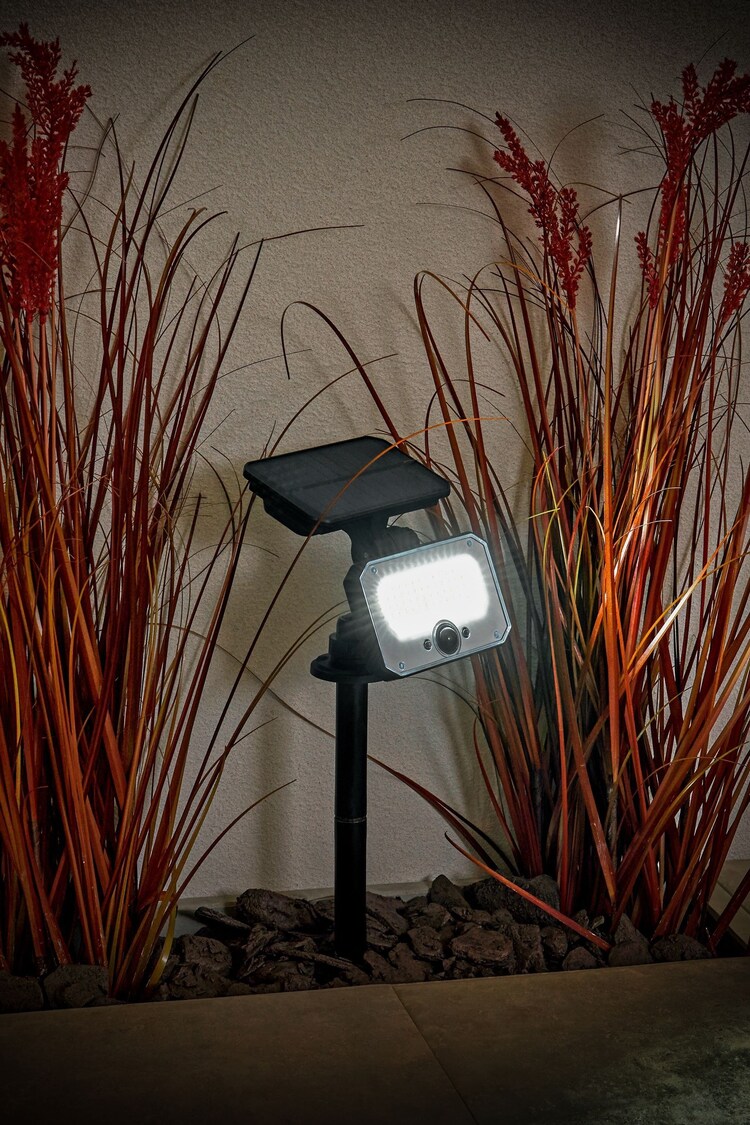 BHS Black Bradley Solar Outdoor Floodlight Spike & RC - Image 1 of 1