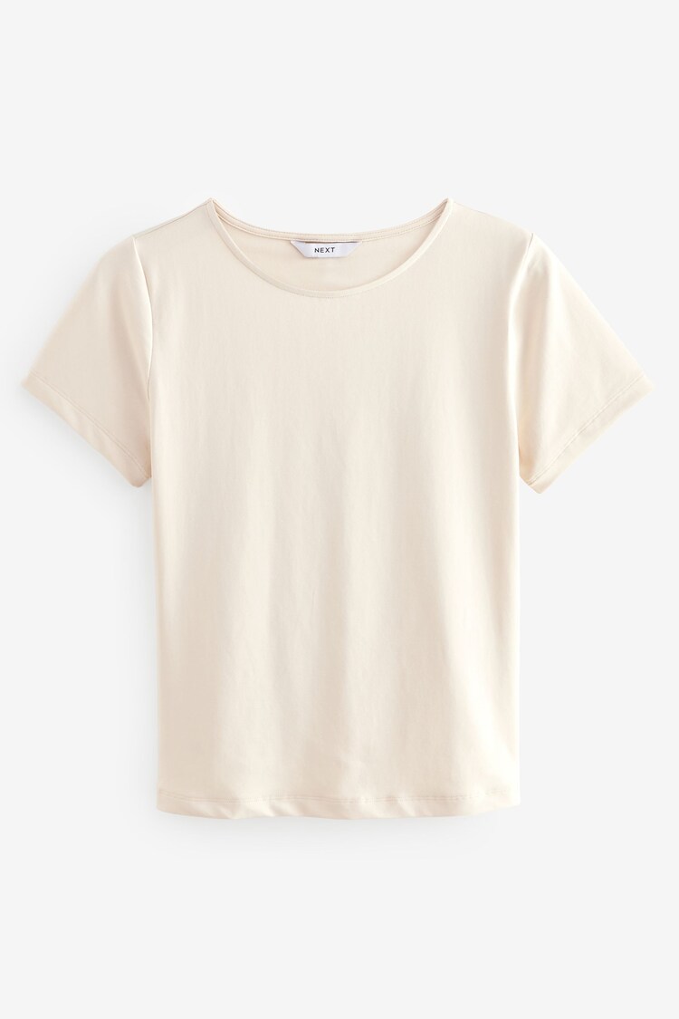 Ecru/White Slim Fit Short Sleeve Soft Touch Polyamide T-Shirt - Image 1 of 1