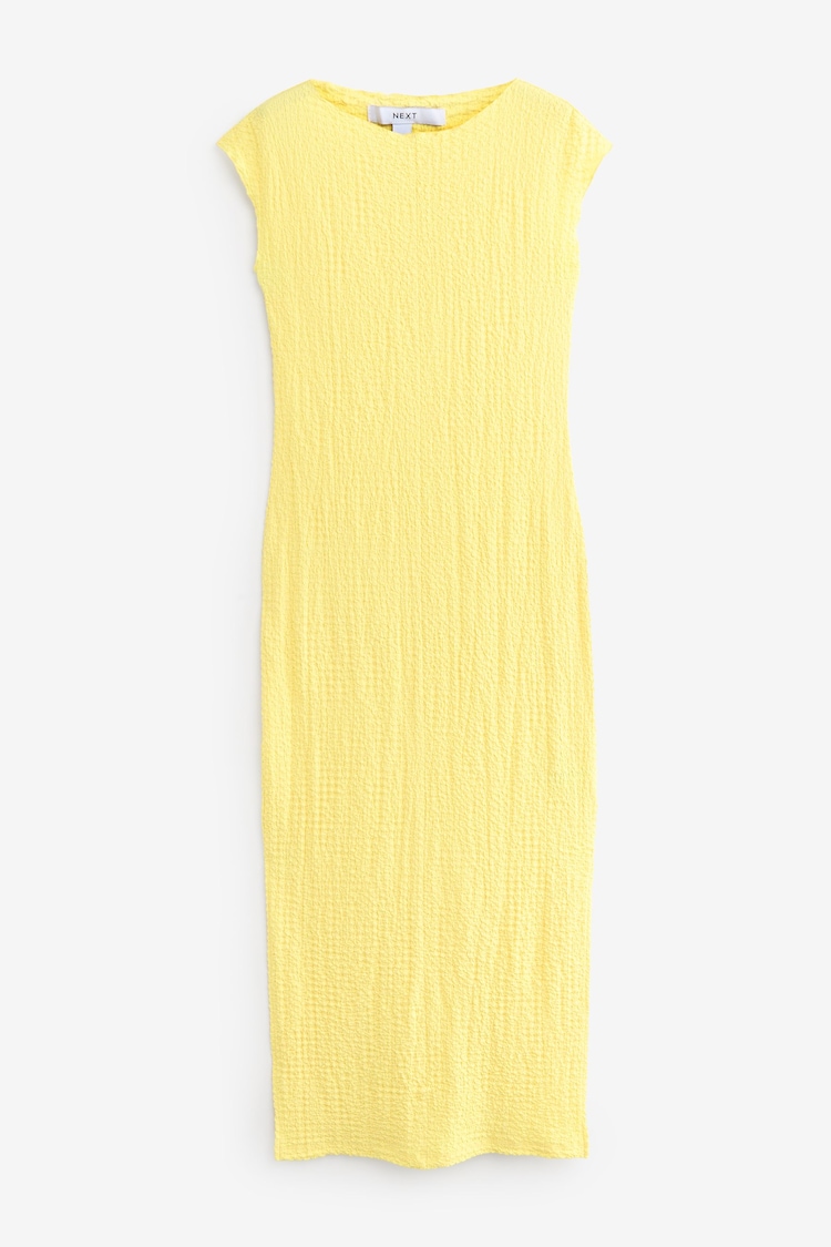 Lemon Yellow Short Sleeve Textured Column Jersey Dress - Image 1 of 1