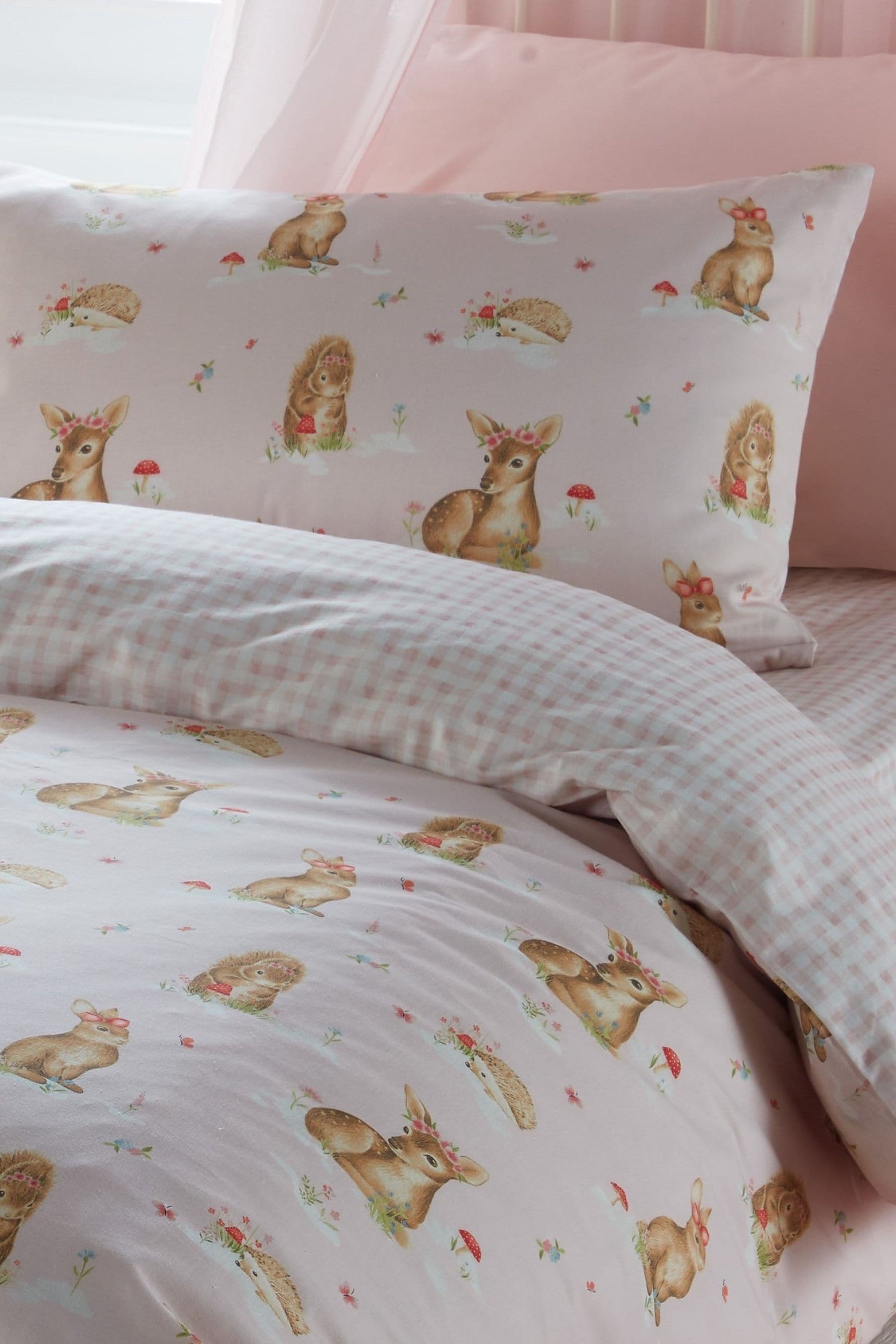 Buy Bedlam Pink Woodland Friends Easy Care Duvet Cover Set from the ...