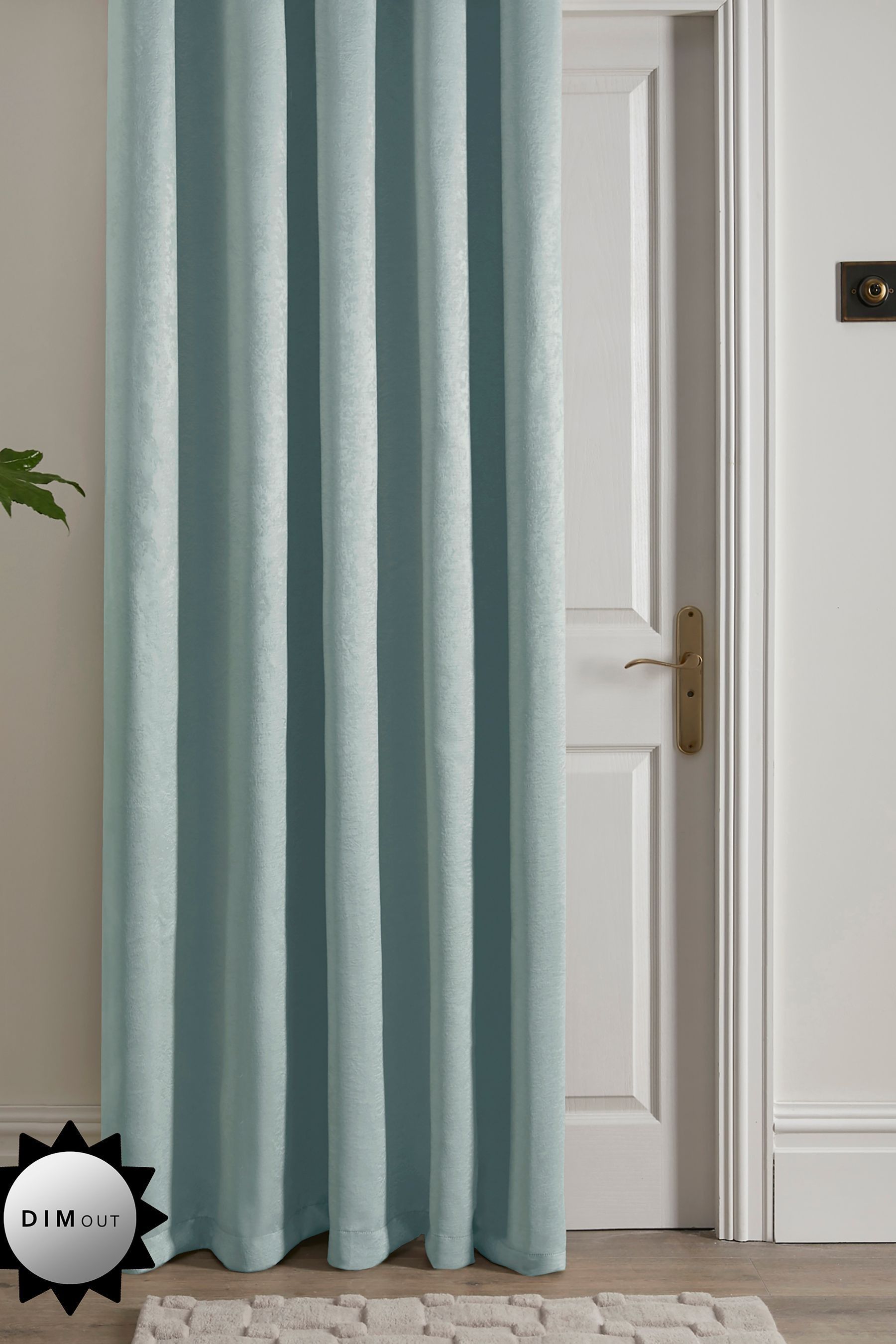 Buy Fusion Blue Strata Dim Out Woven Eyelet Single Door Curtains from