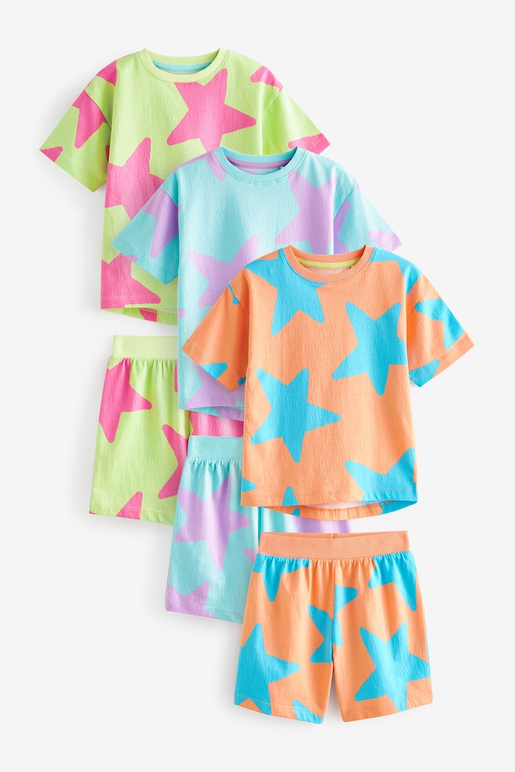 Multi Pastel Stars Short Pyjamas 3 Pack (9mths-12yrs) - Image 1 of 1