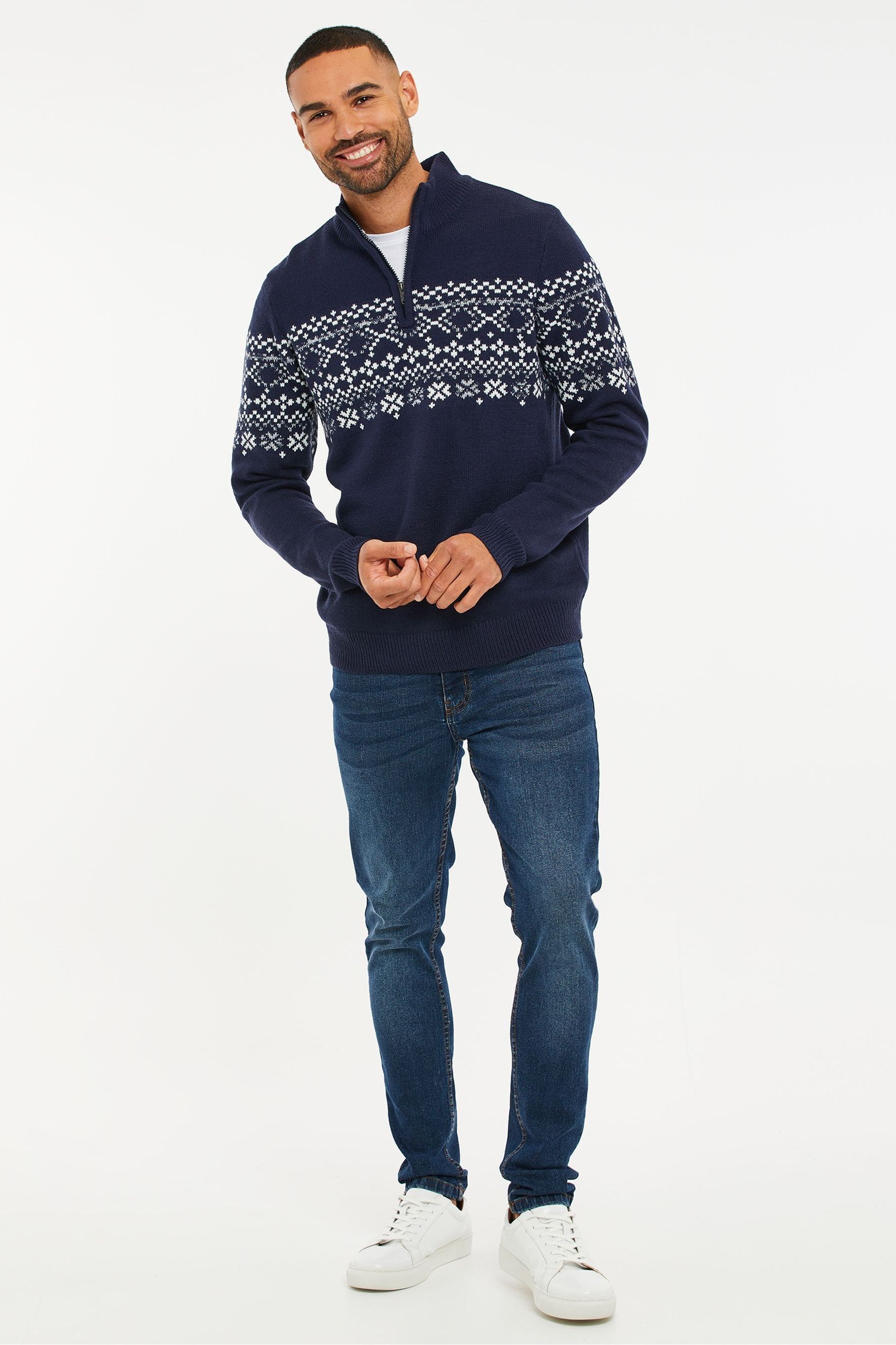 Buy Threadbare Zip Neck Christmas Jumper from Next Ireland