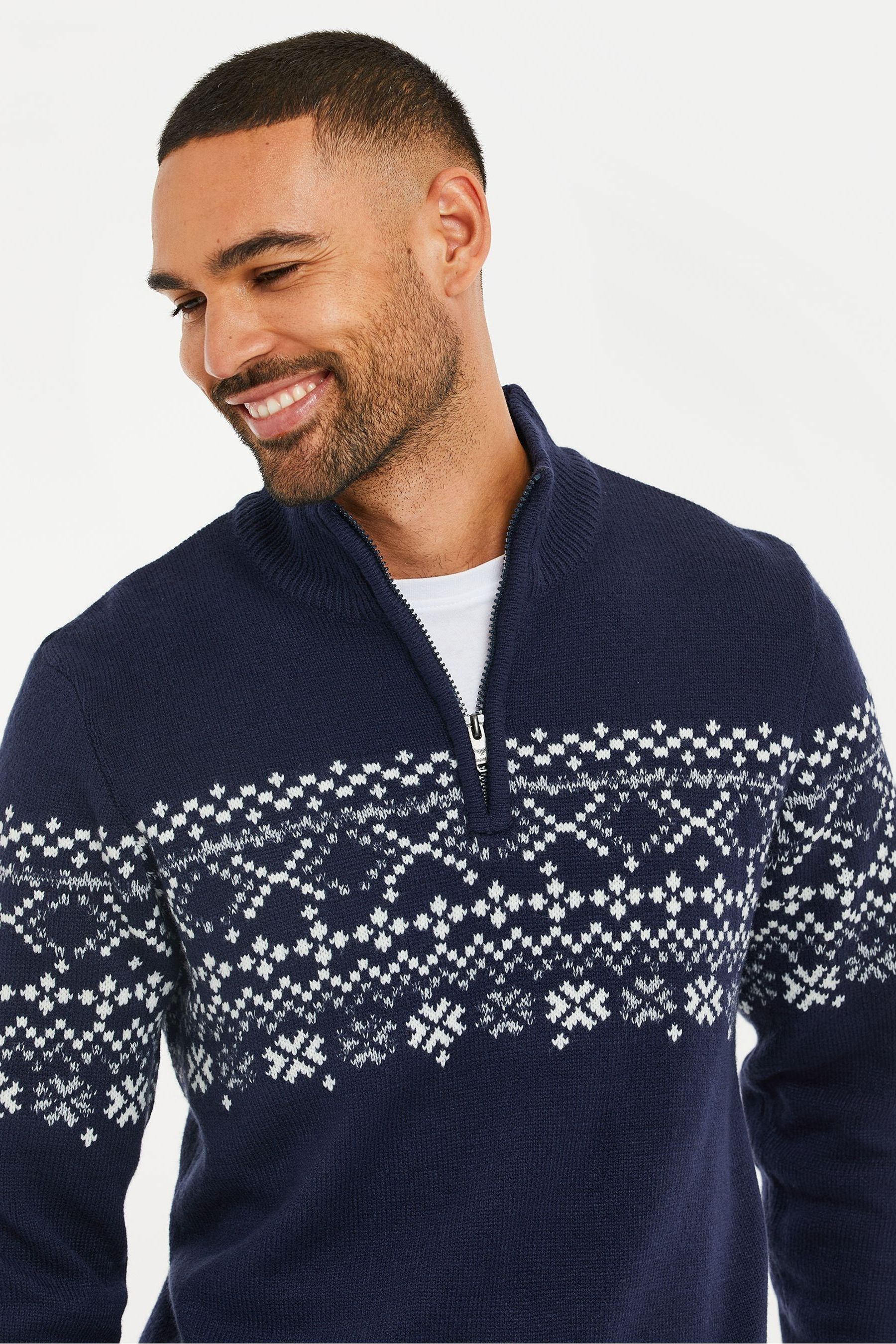 Buy Threadbare Zip Neck Christmas Jumper from Next Ireland