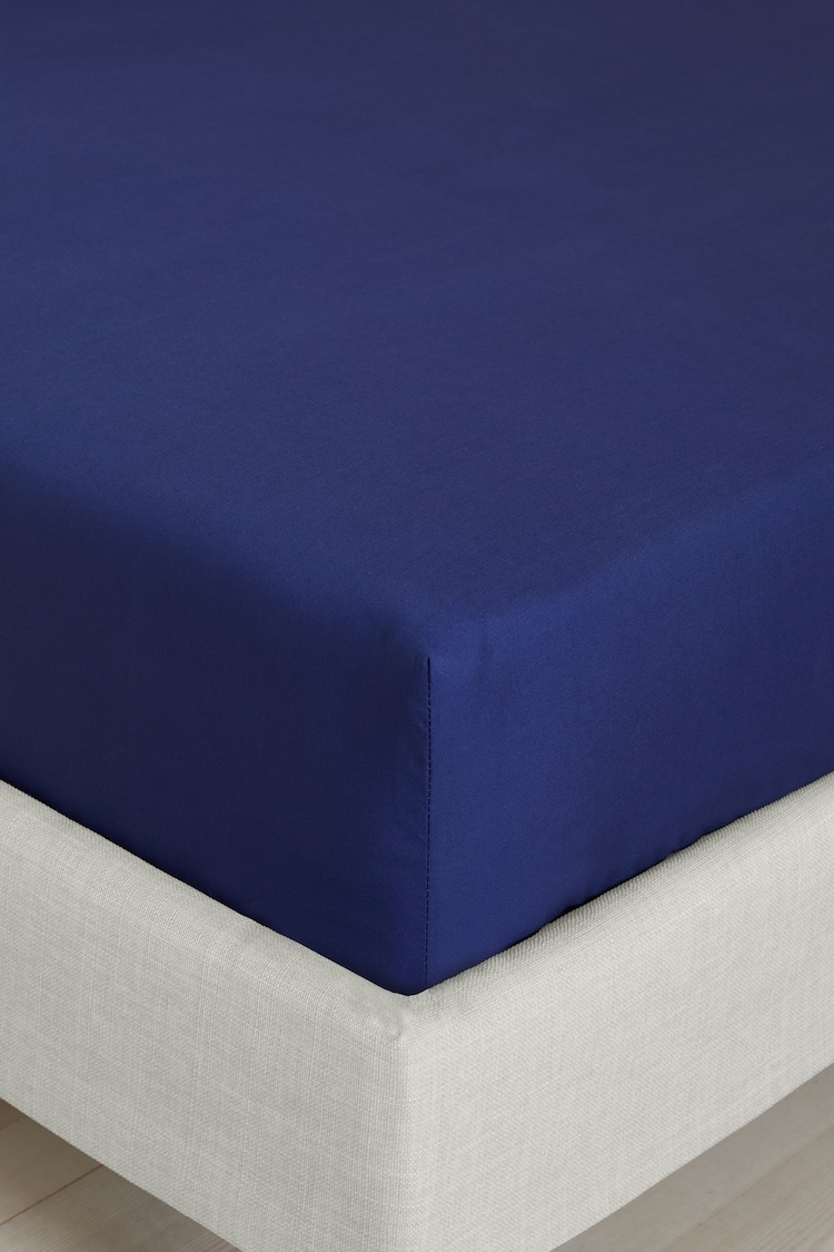 Bianca Navy Blue 200 Thread Count 100% Cotton Percale Extra Deep Fitted Sheet - Image 1 of 1