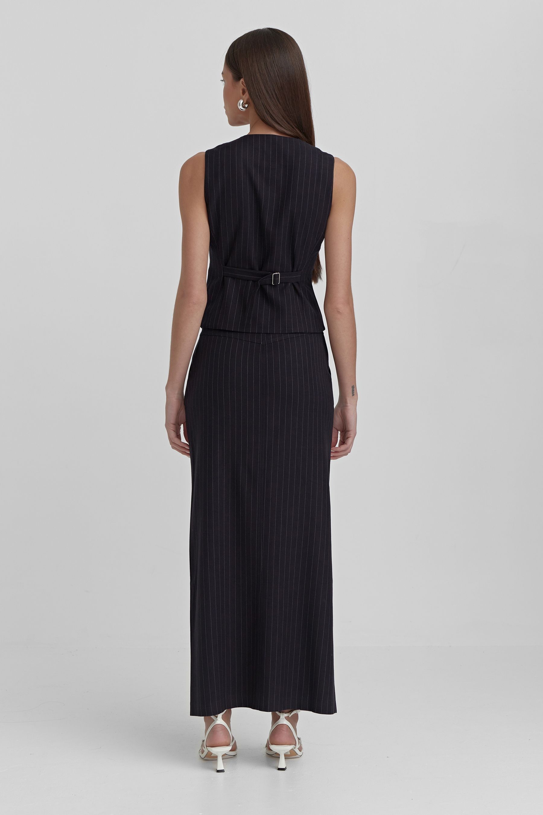 Buy 4th & Reckless Blue Ruth Pinstripe Asymmetric Waistcoat from the ...