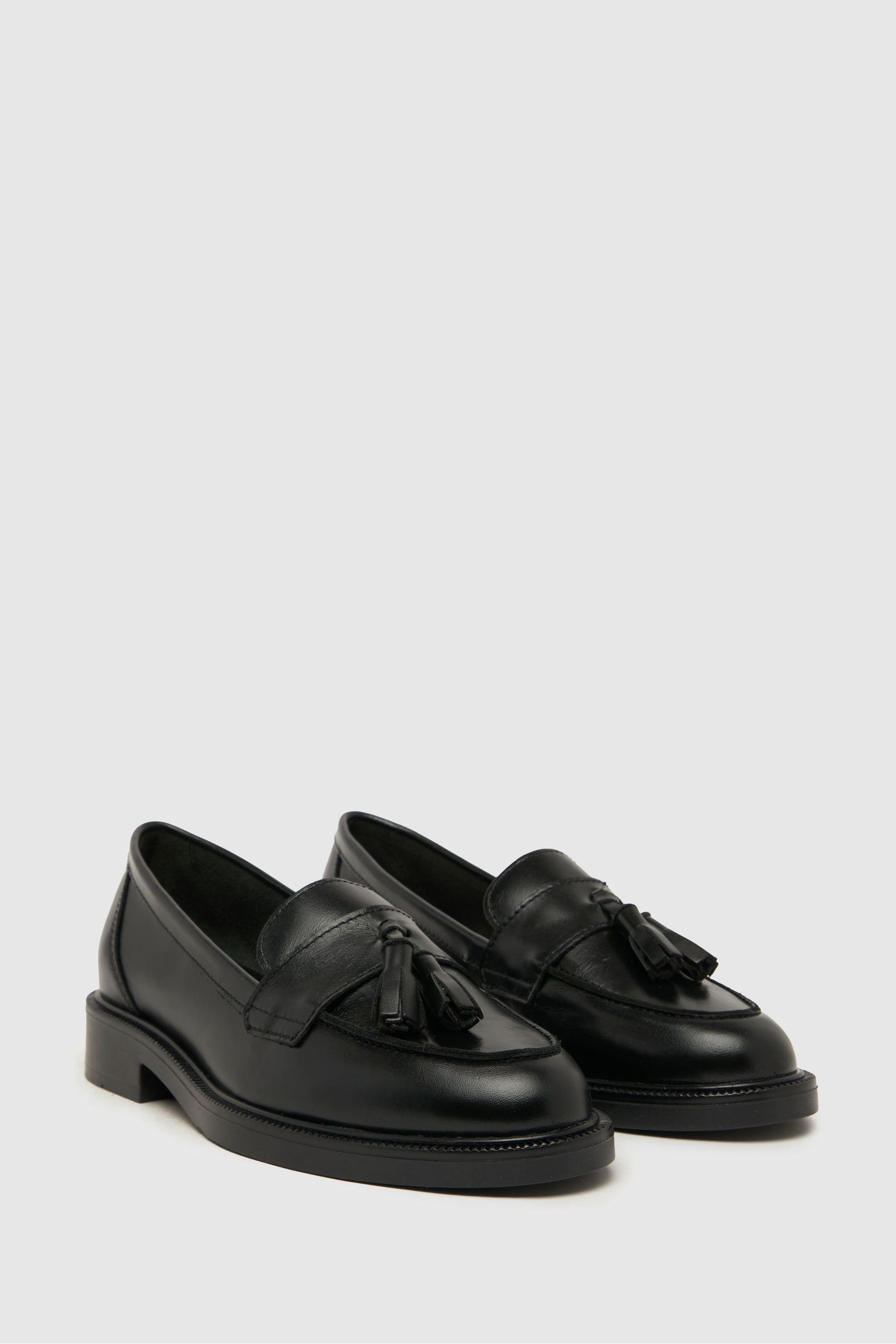 Buy Schuh Lina Leather Tassel Black Loafers from the Next UK online shop