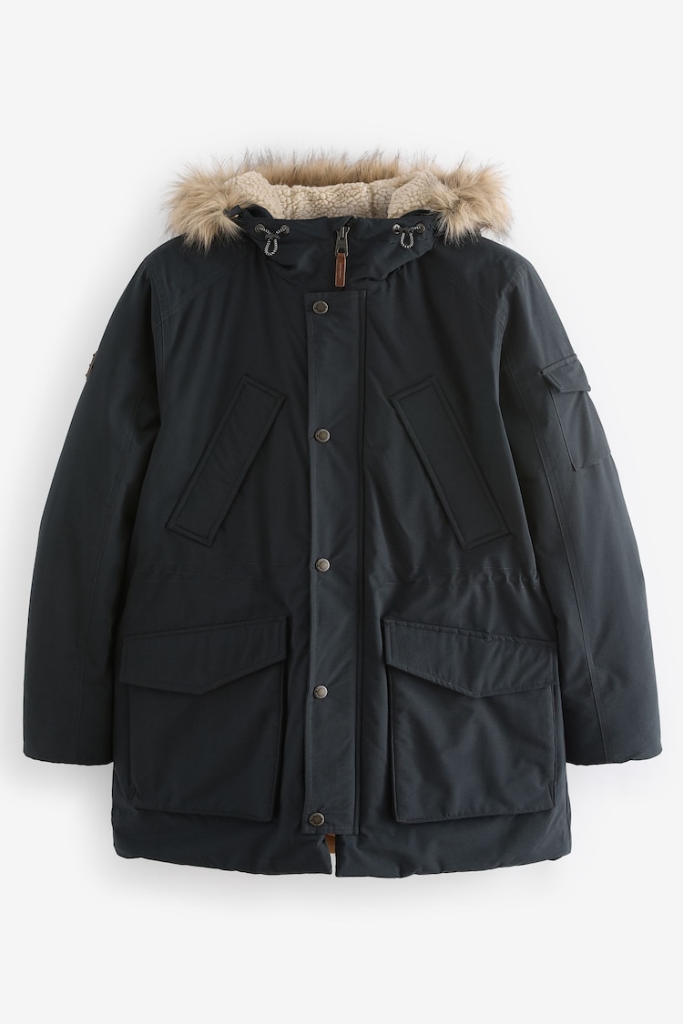 Navy Blue Shower Resistant Hooded Parka Coat - Image 1 of 1