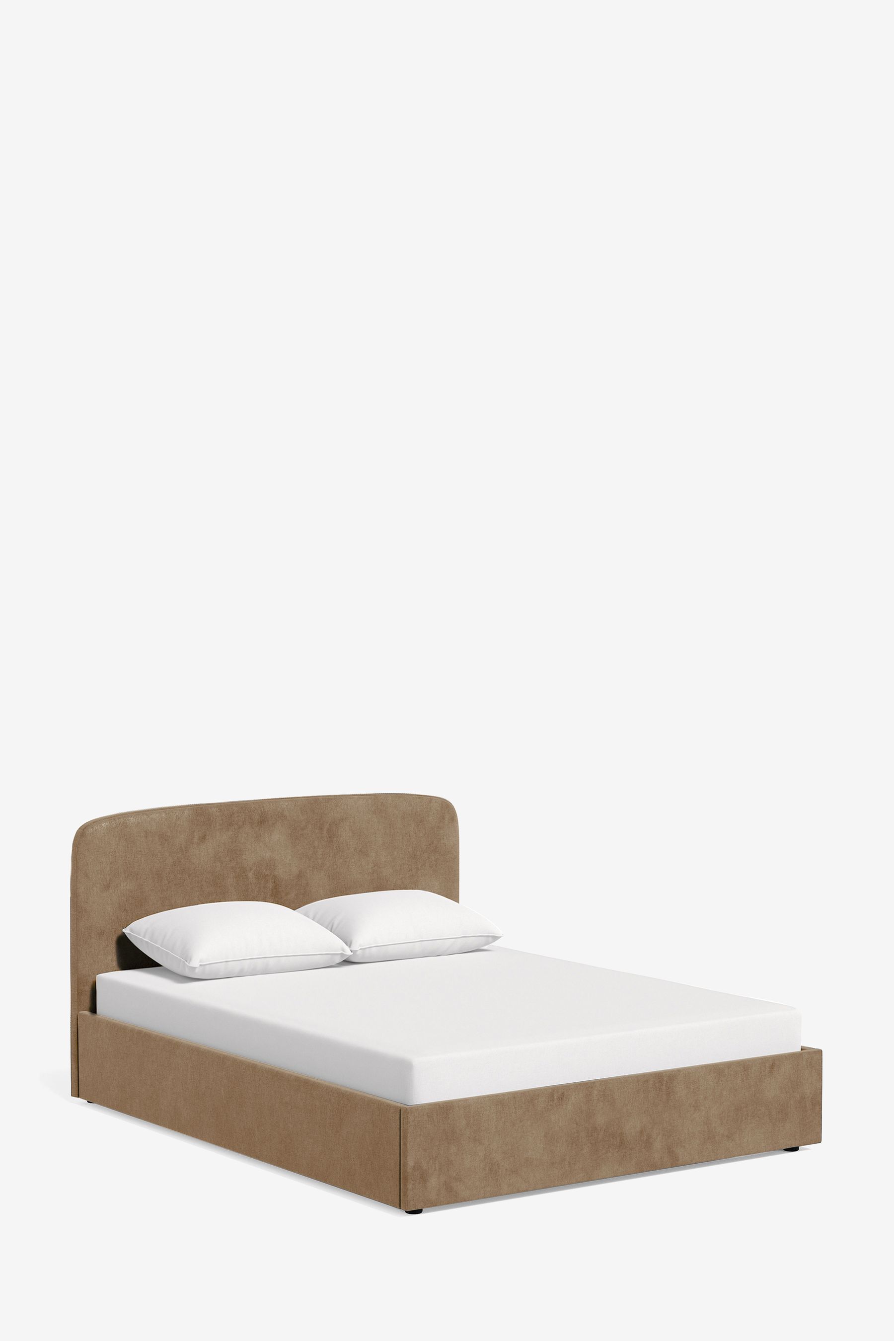 Buy Plush Chenille Mid Natural Matson Upholstered Ottoman Storage Bed