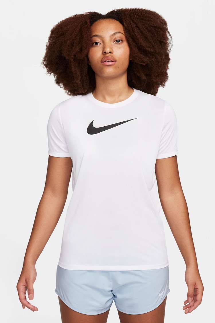 Nike White Dri-FIT Graphic Swoosh Short Sleeve T-Shirt - Image 1 of 1
