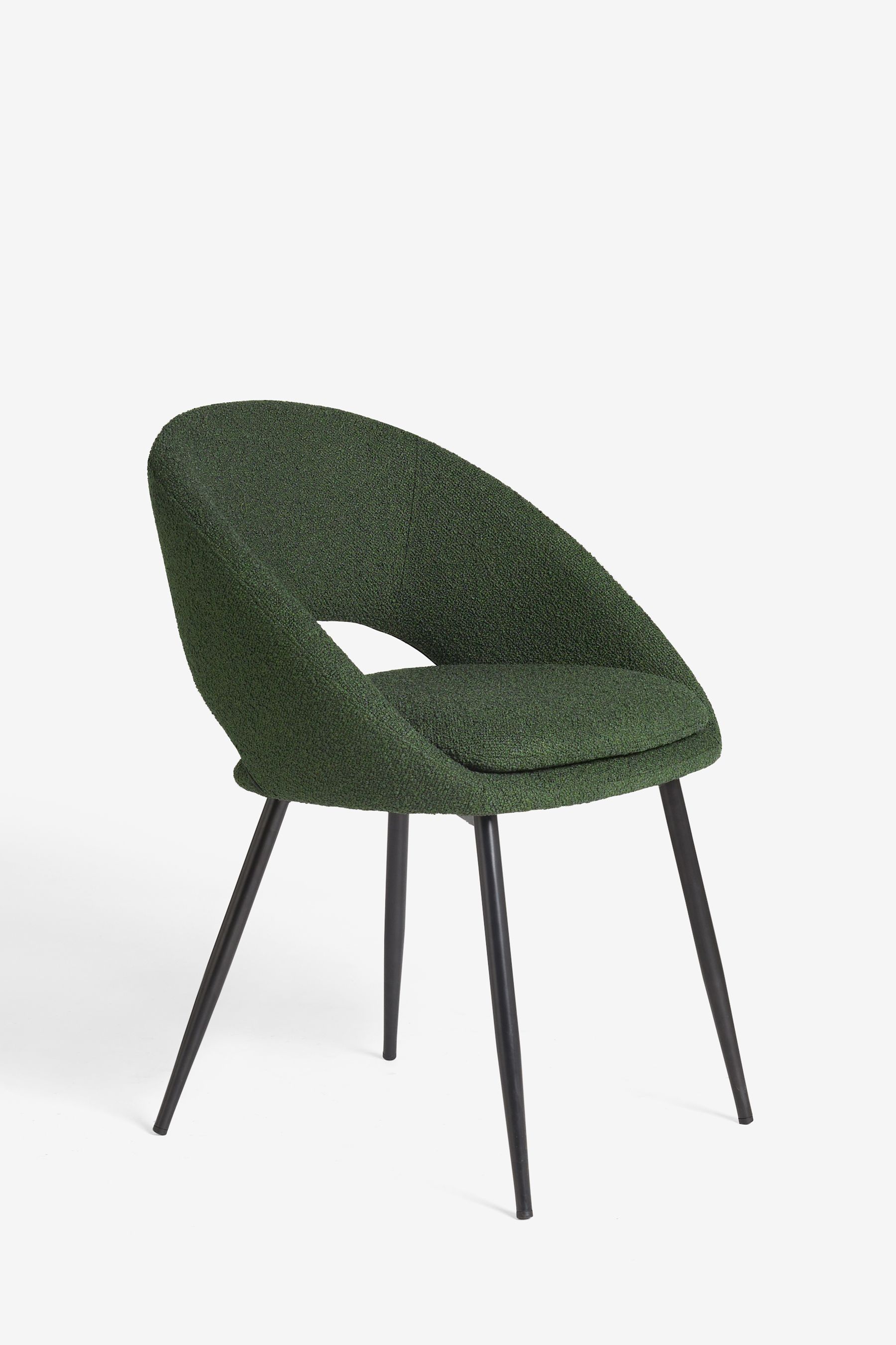 Buy Set of 2 Casual Bouclé Olive Green Hewitt Black Leg Dining Chairs