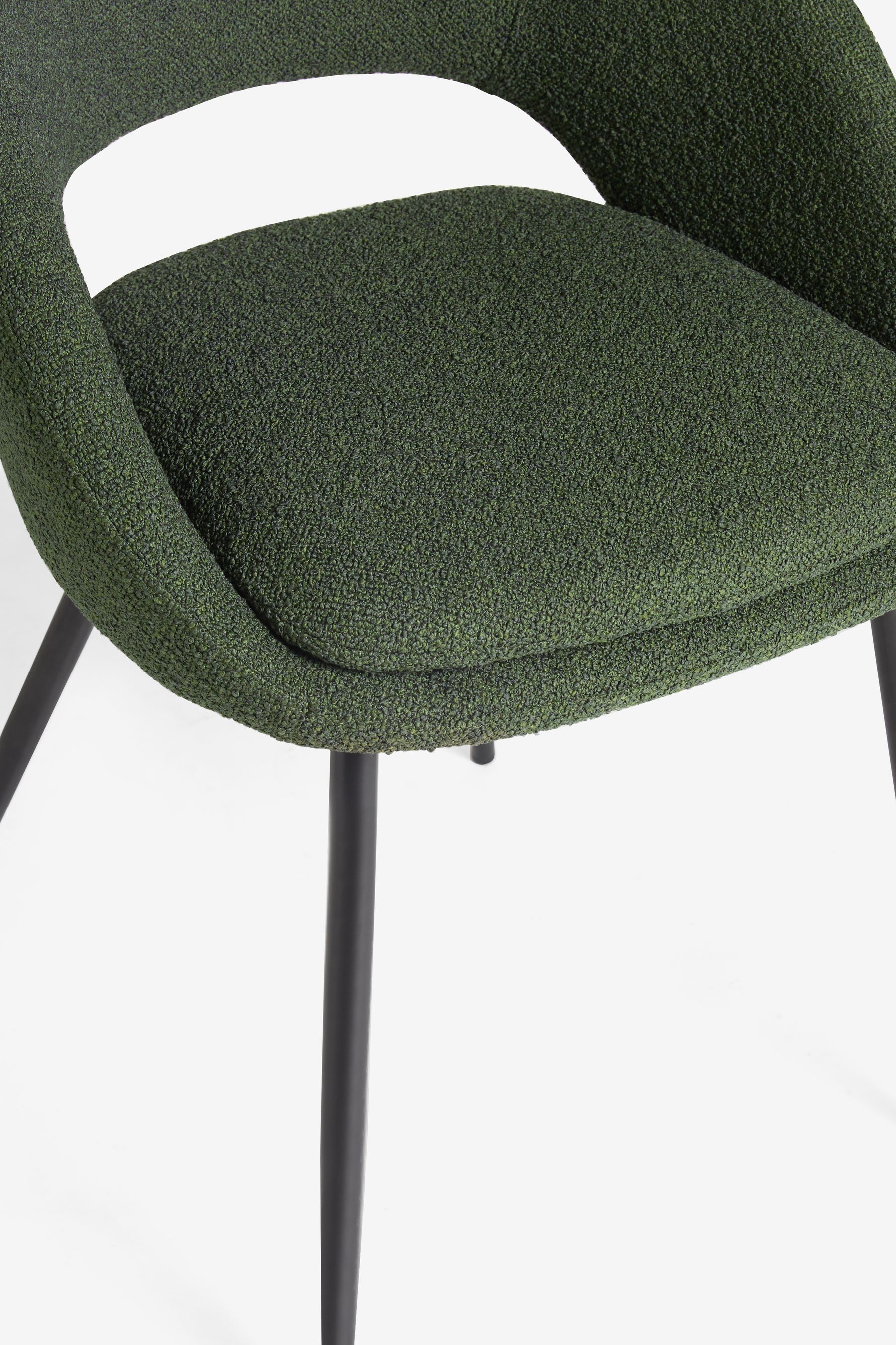 Buy Set of 2 Casual Bouclé Olive Green Hewitt Black Leg Dining Chairs