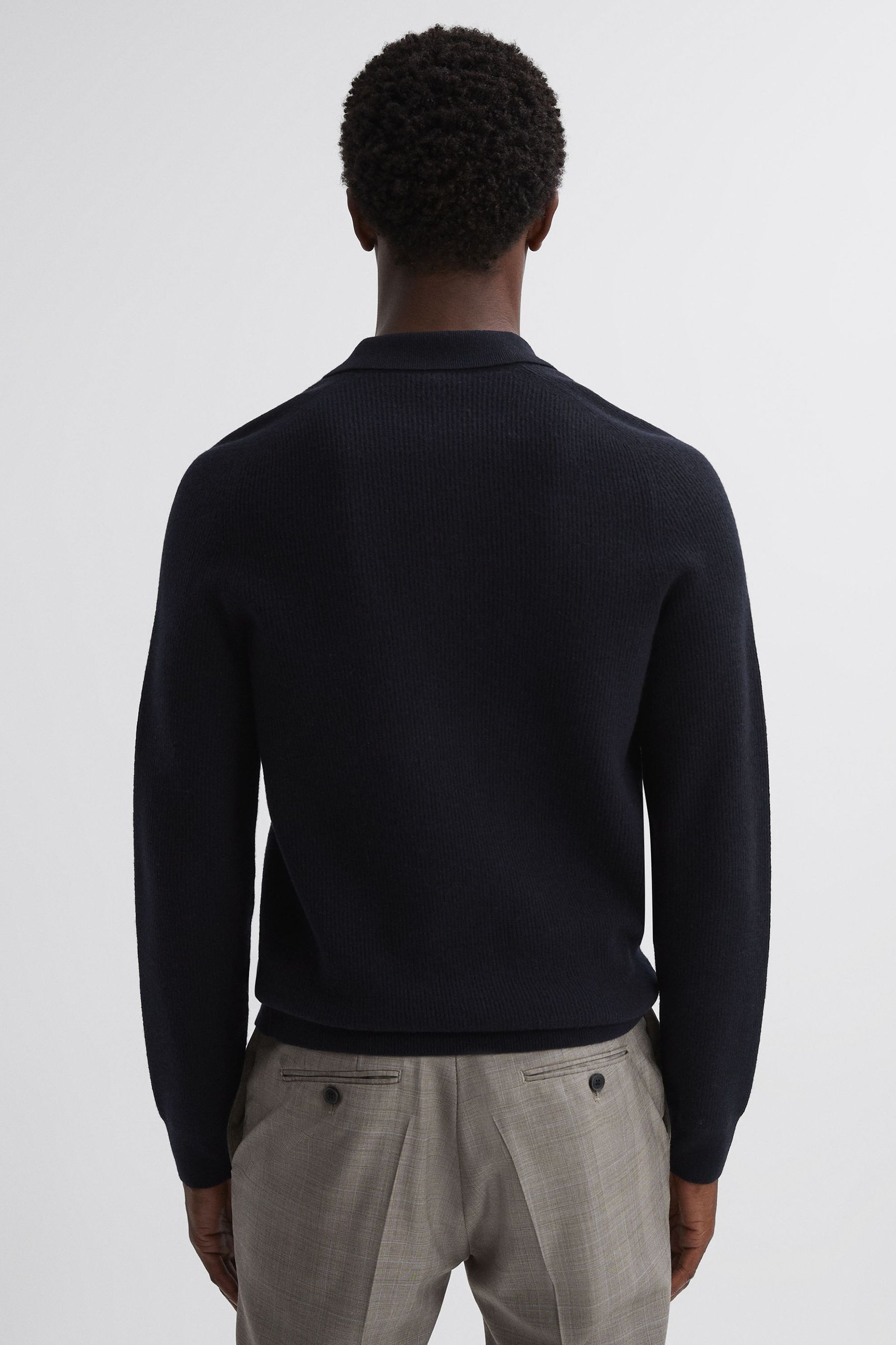 Buy Reiss Navy Holms Wool Long Sleeve Polo Shirt from the Next UK ...