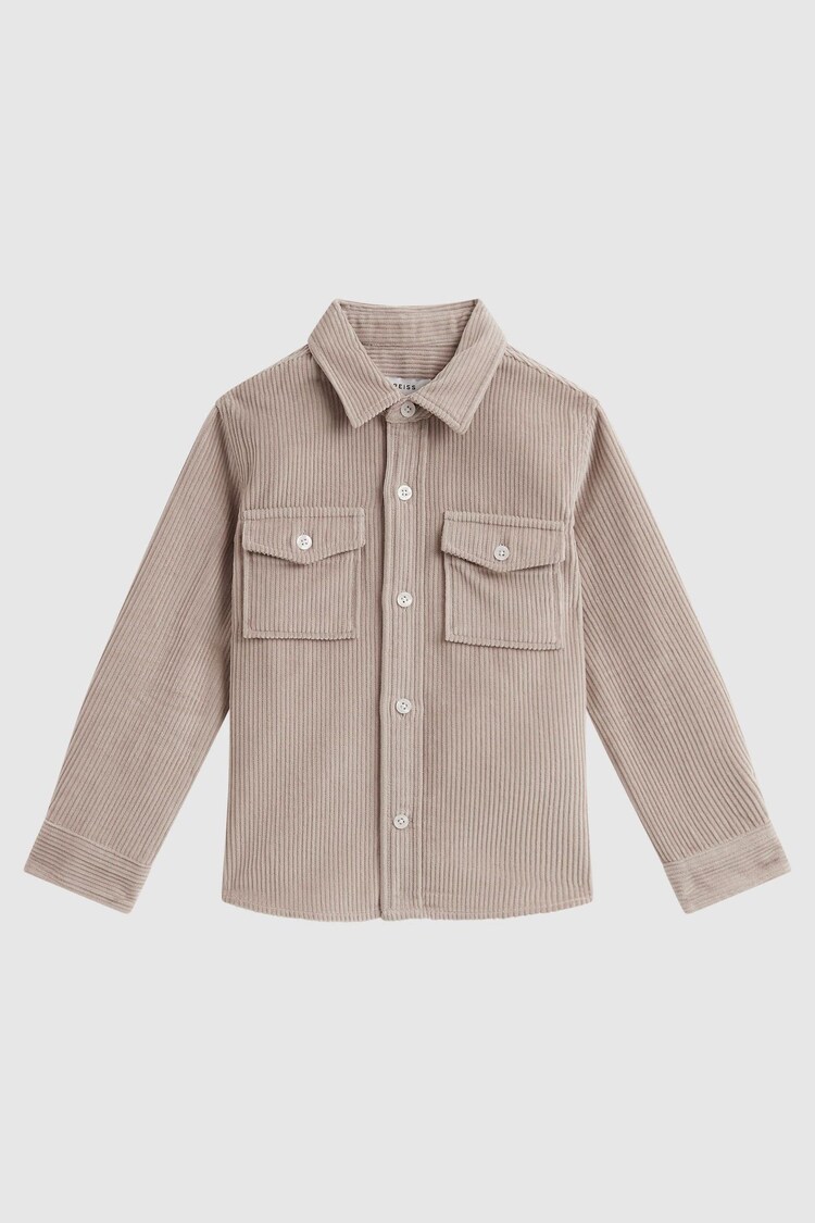 Reiss Mink Bonucci Junior Corduroy Twin Pocket Overshirt - Image 1 of 1
