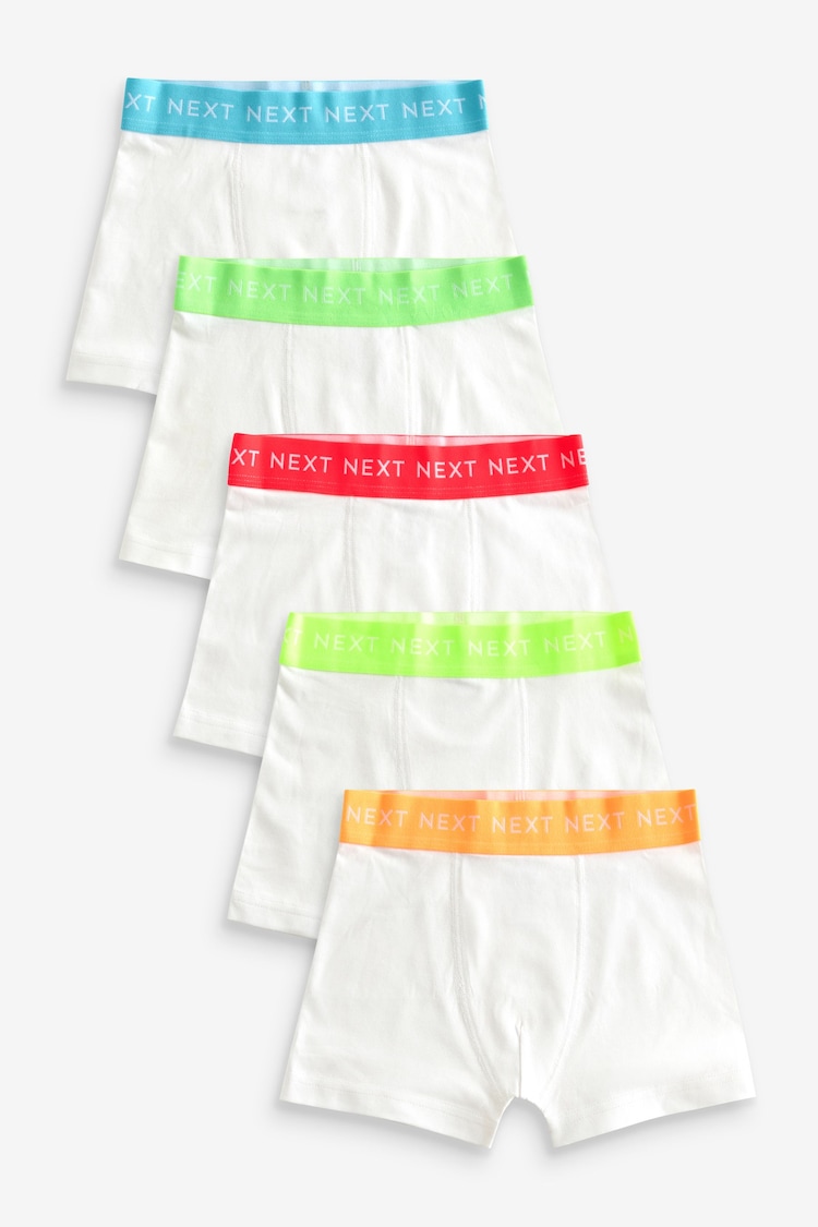 White Bright Waistband Trunks 5 Pack (2-16yrs) - Image 1 of 1