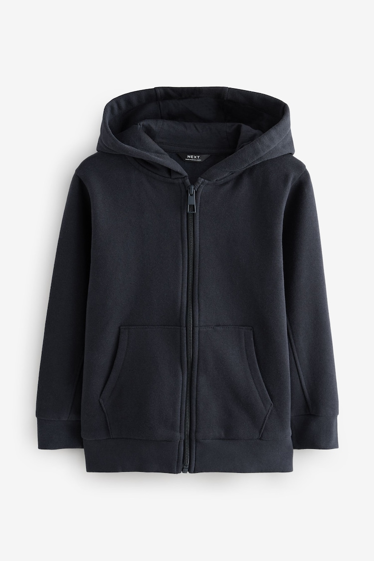 Navy Blue Plain Zip Through Hoodie (3-16yrs) - Image 1 of 1