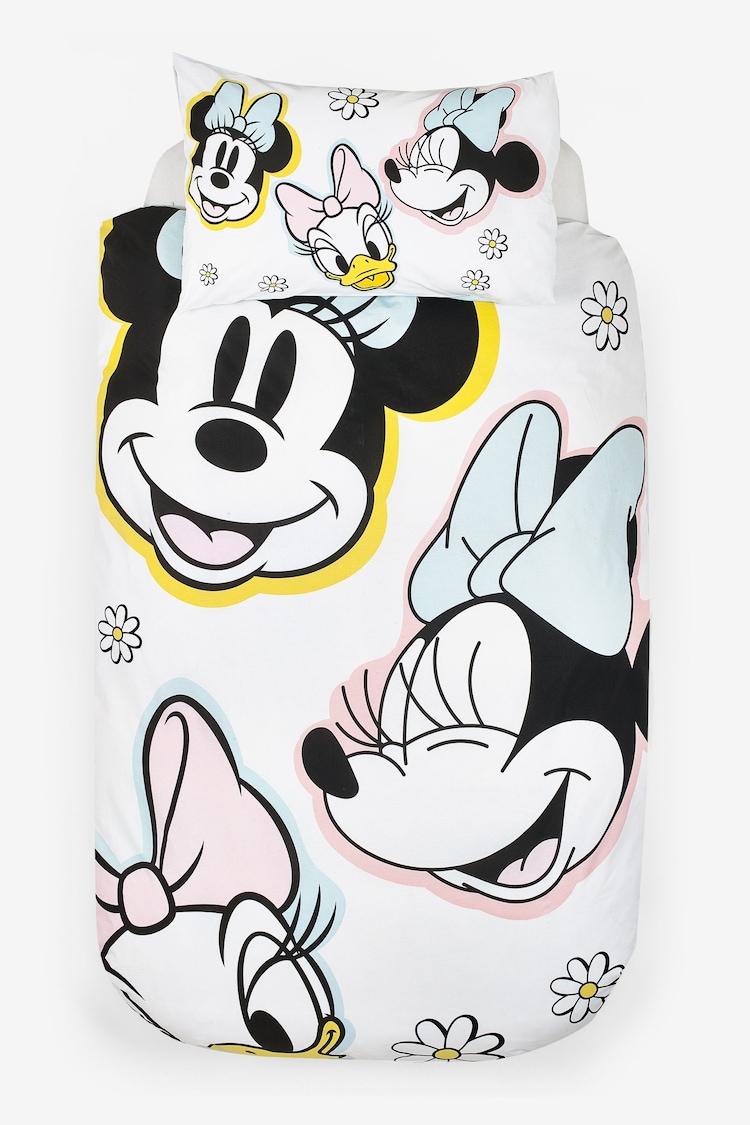 White Disney Minnie Mouse 100% Cotton Single Duvet Cover and Pillowcase Set - Image 1 of 1