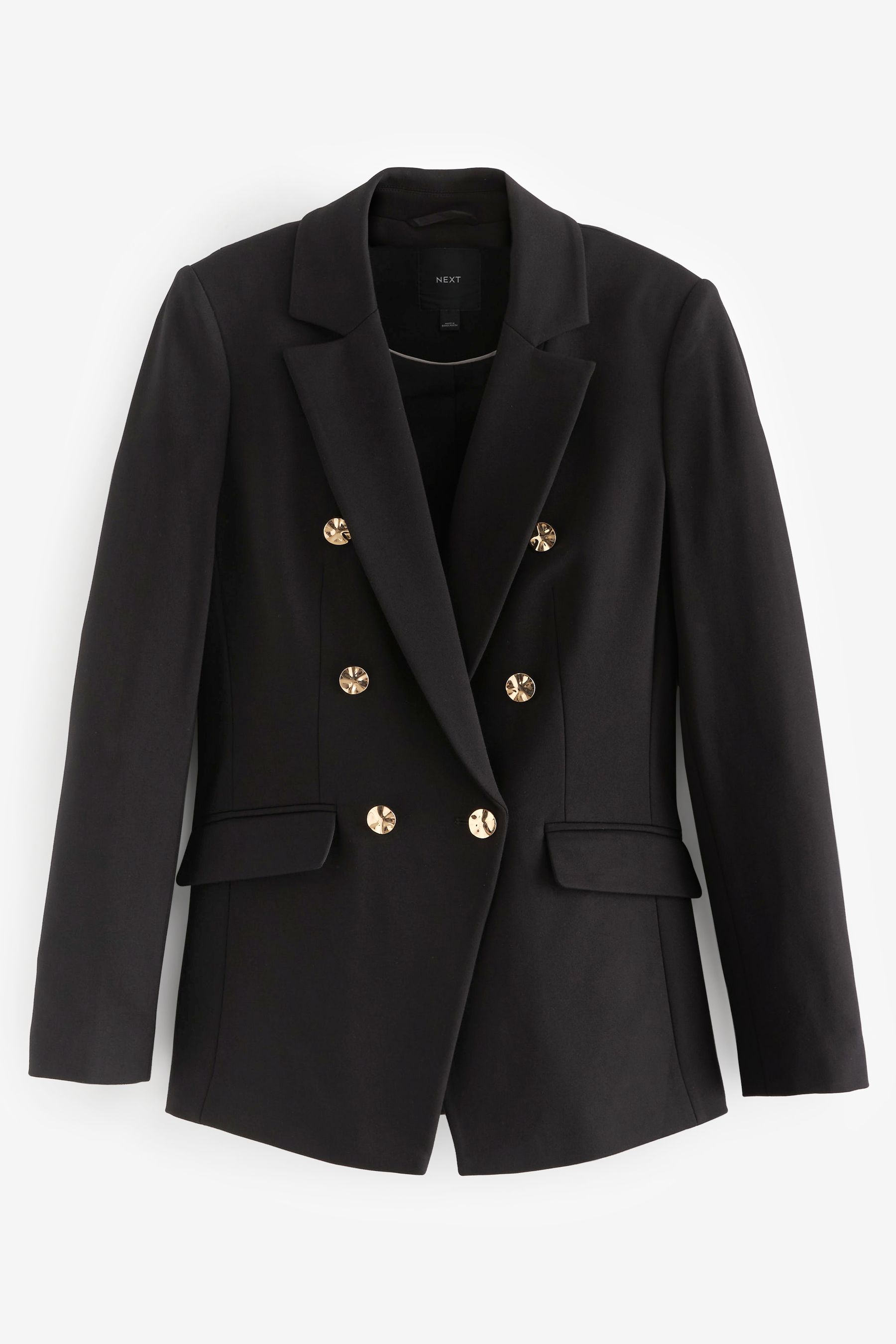 Buy Black Ponte Fitted Double Breasted Blazer from Next Luxembourg