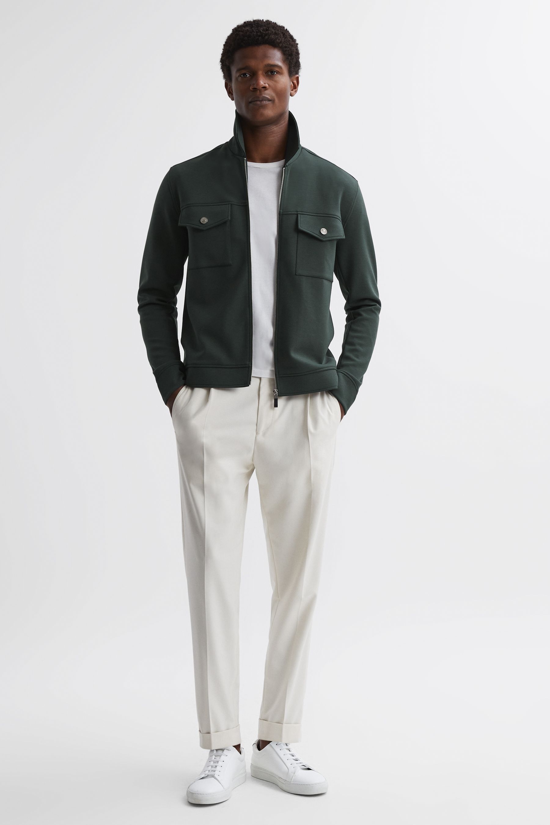 Buy Reiss Emerald Medina Interlock Jersey Zip-Through Jacket from the ...