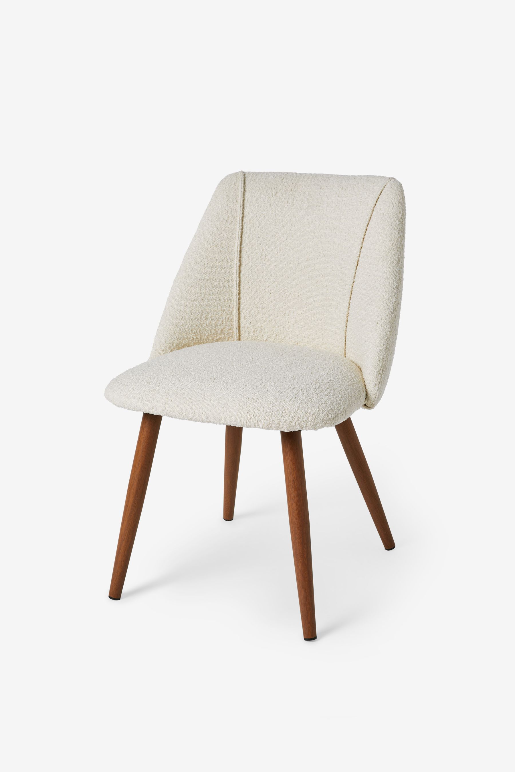 Buy Set of 2 White Boucle and Walnut Legs Lule Non Arm Dining