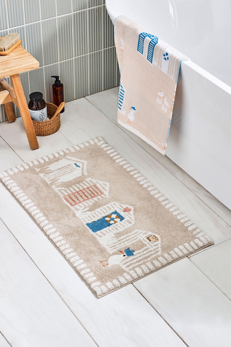 Natural Beach Huts Bath Mat - Image 1 of 1