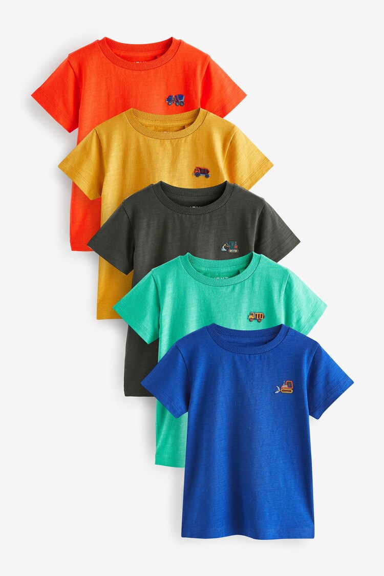 Red/Green Short Sleeve T-Shirts 5 Pack (3mths-7yrs) - Image 1 of 1