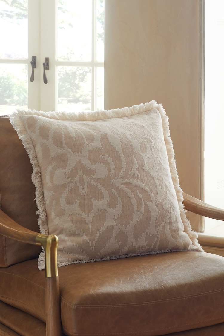 Ikat Jacquard Geo Fringe 100% Cotton 50 x 50cm Cushion - Image 1 of 1