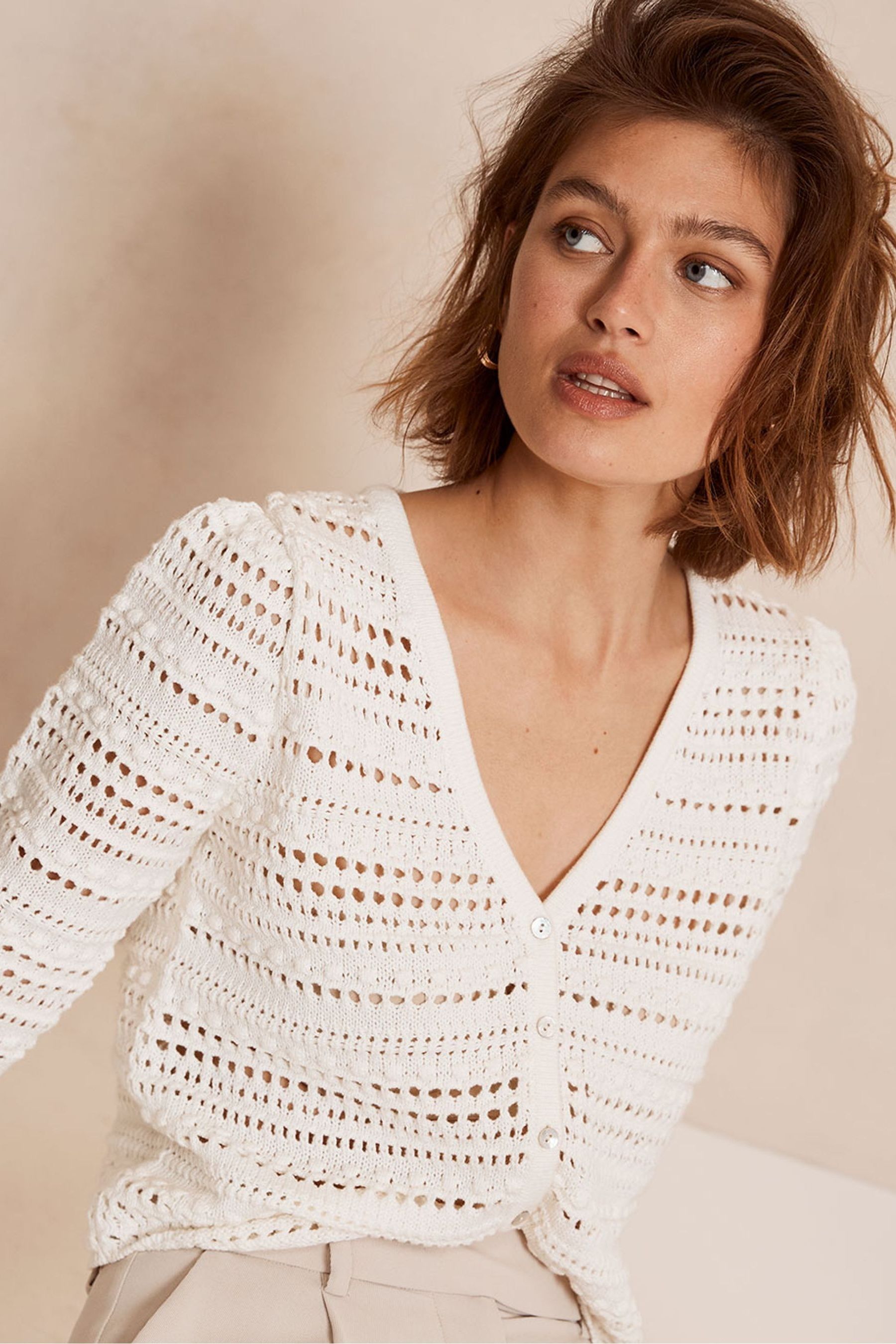 Buy Mint Velvet Cream Mint Velvet Cream Bobble Stitch Cardigan from