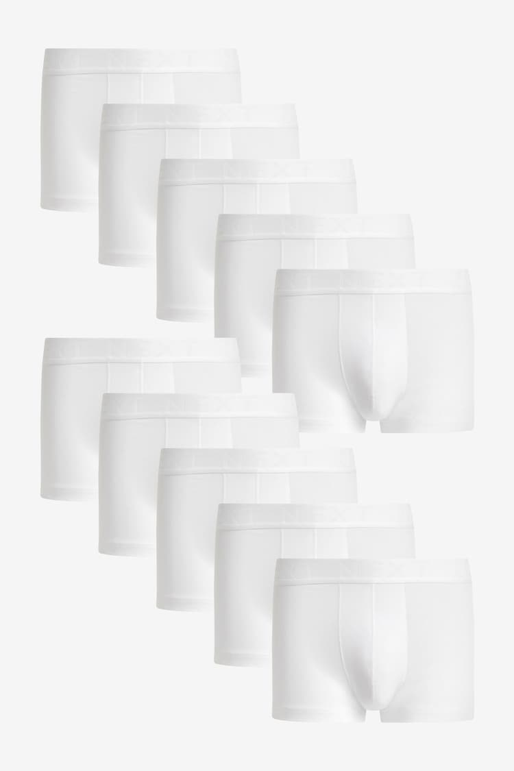 White 10 pack Cotton Rich Blend Hipsters Boxers - Image 1 of 1