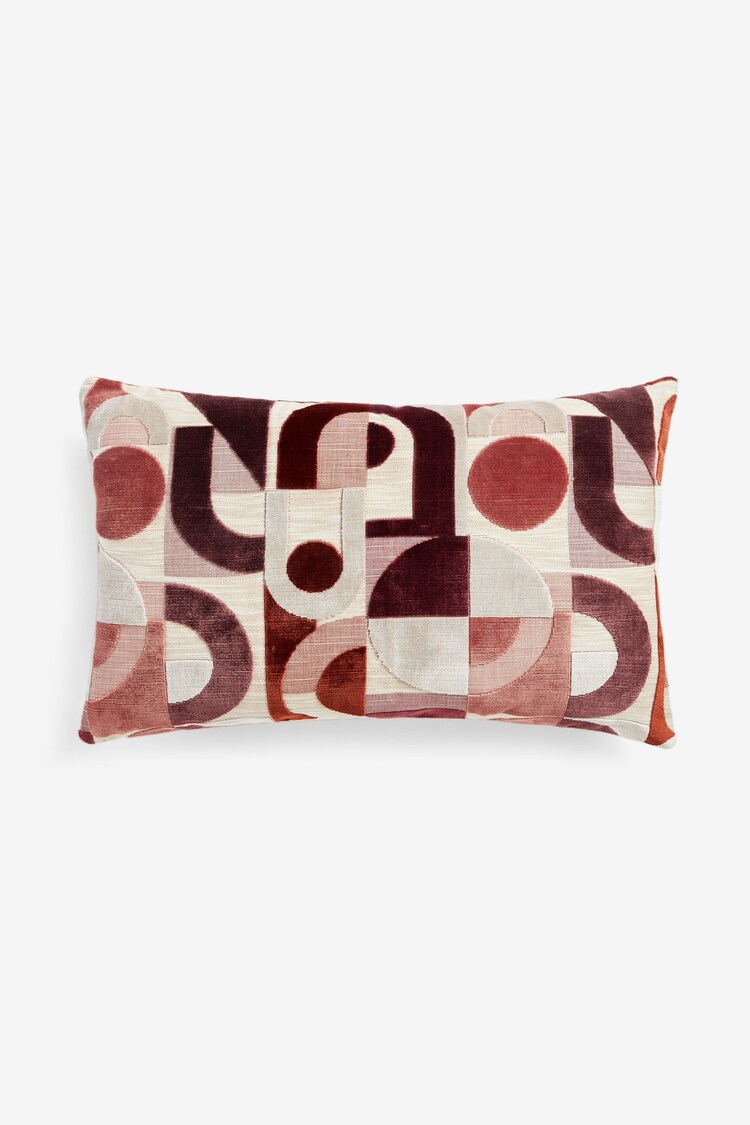 Orange Hurley Cut Velvet Cushion - Image 1 of 1