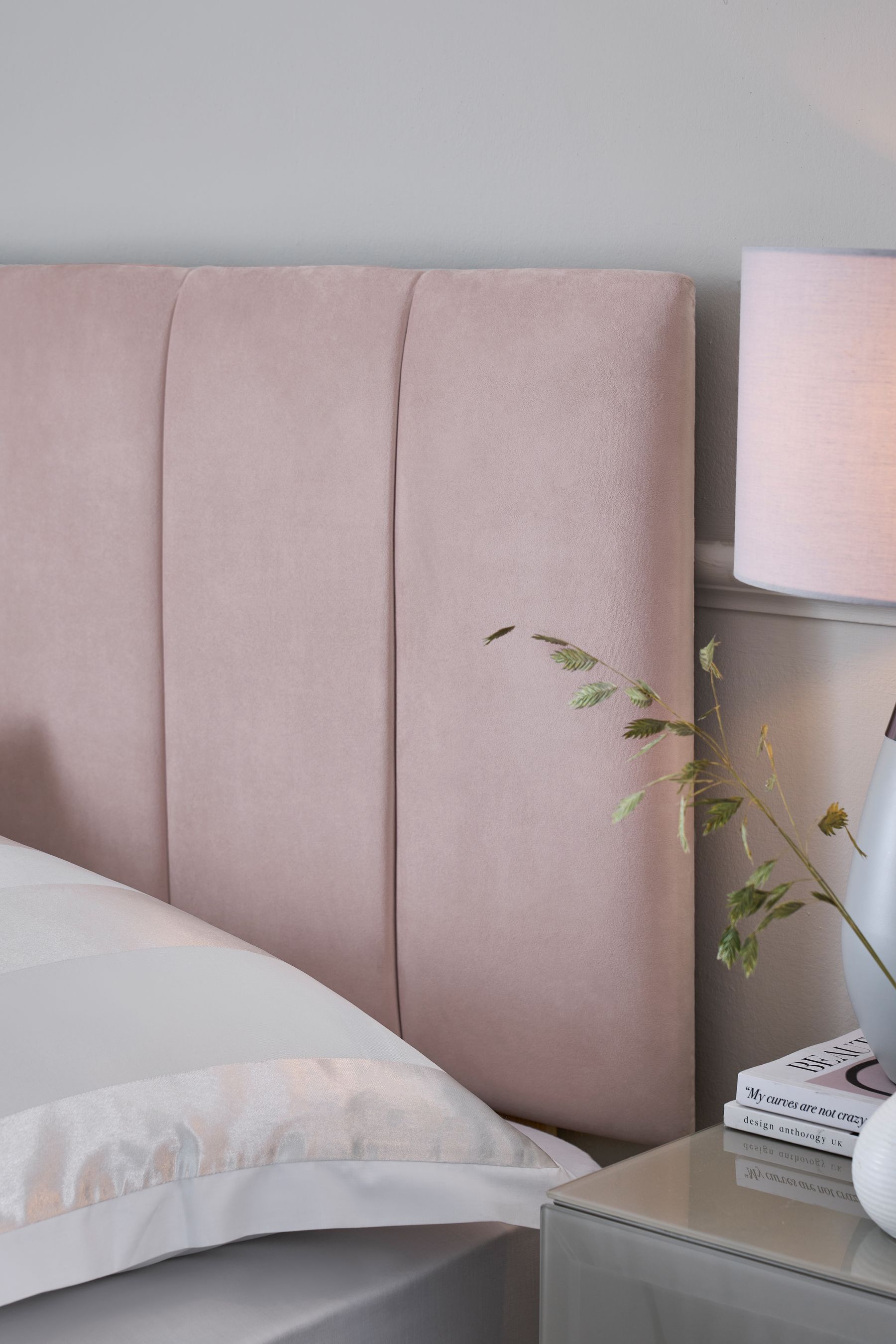 Buy Opulent Velvet Blush Pink Panel Upholstered Headboard from Next Ireland
