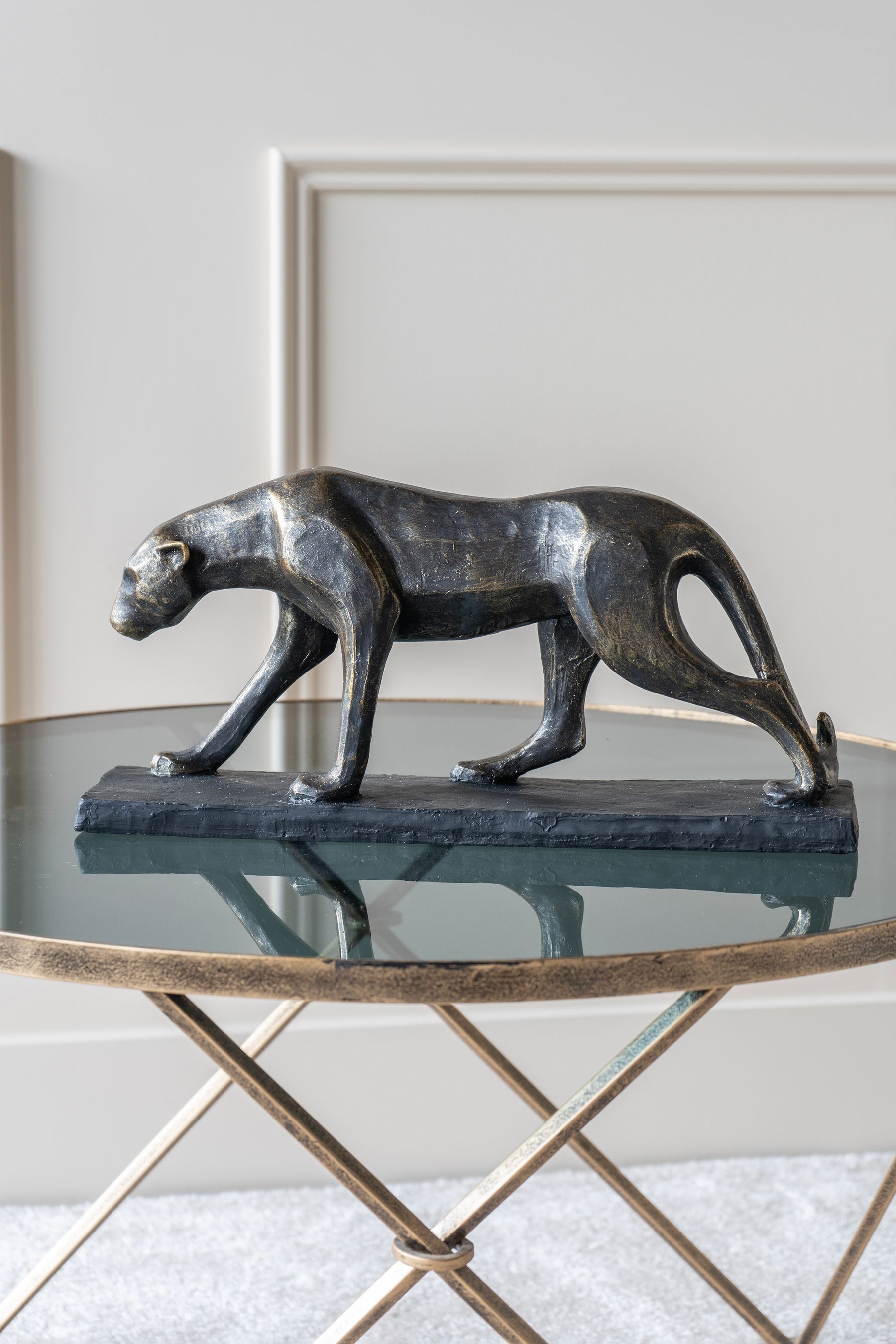 Buy Libra Bronze Cubist Resin Leopard Sculpture from the Next UK online