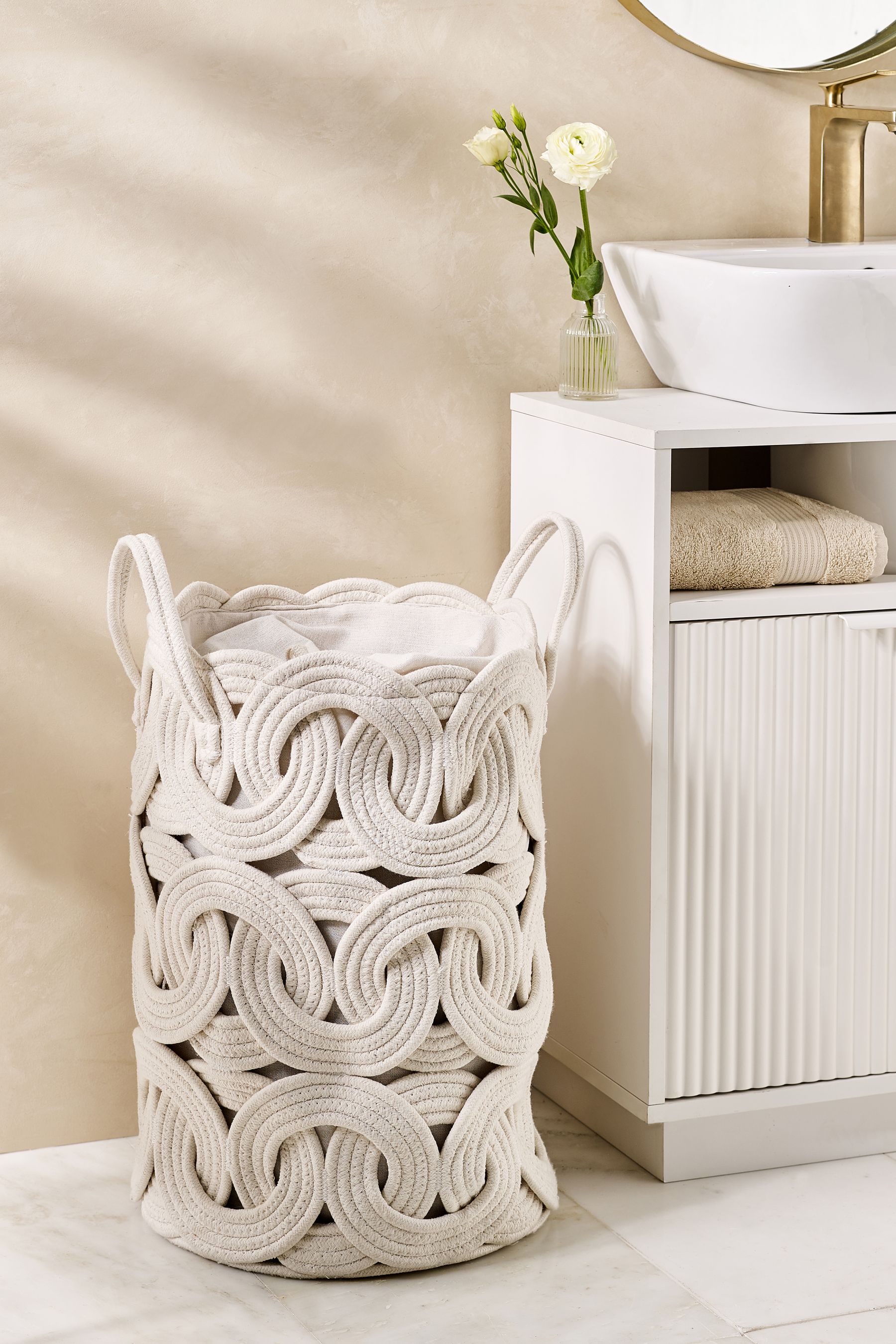 Buy White Rope Storage Laundry Bag Basket from the Next UK online shop