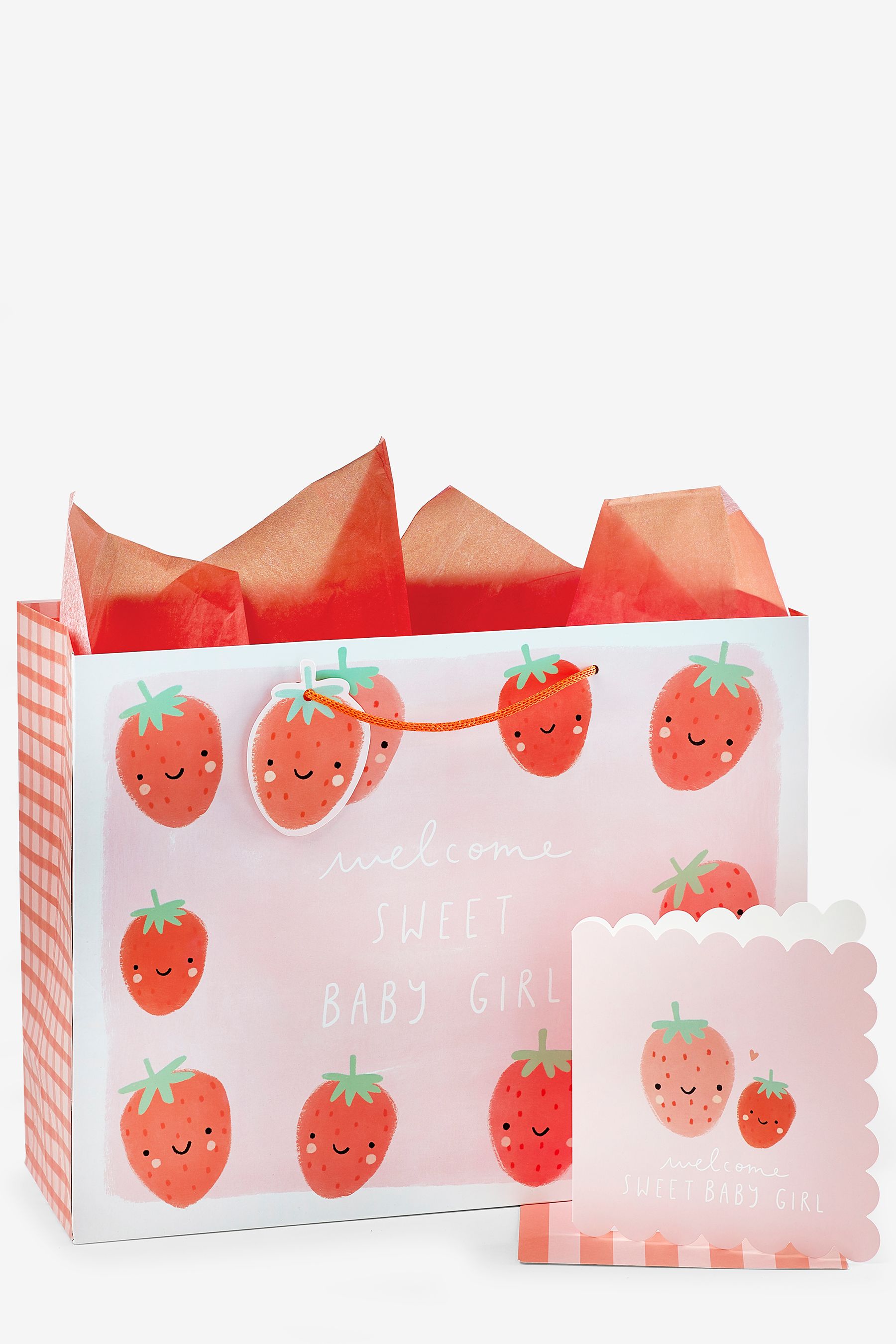 Buy Pink Strawberry's Gift Bag and Card Set from the Next UK online shop