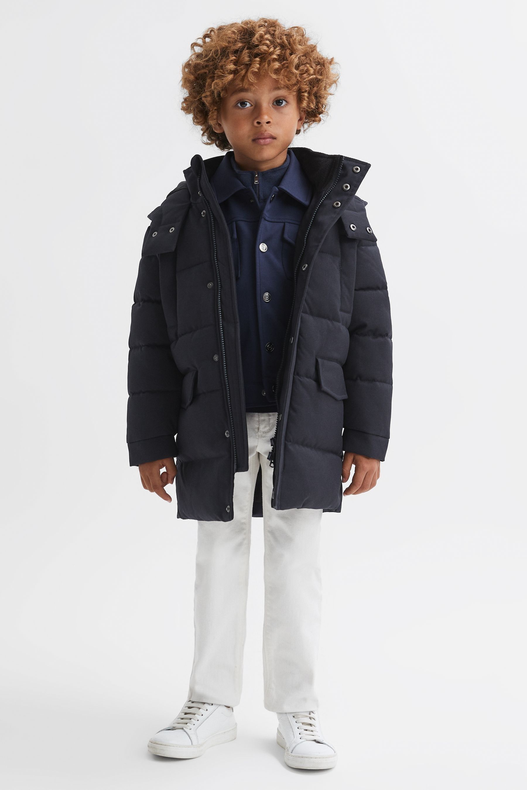 Buy Reiss Navy Isaac Junior Quilted Hooded Coat from the Next UK online