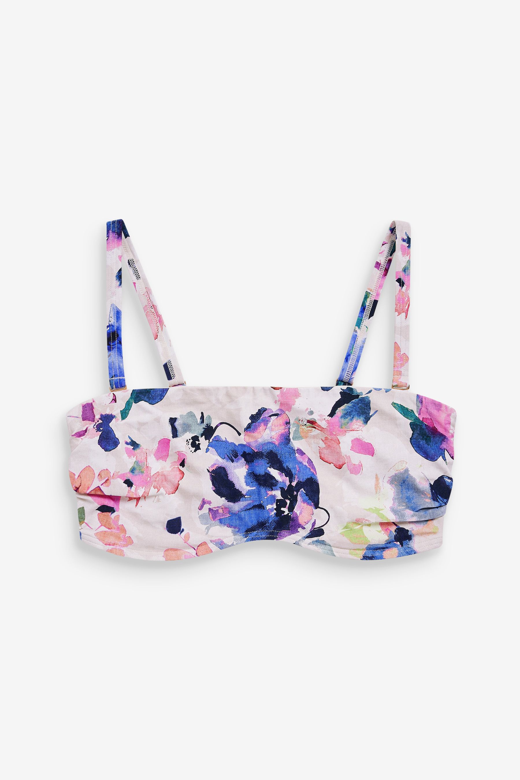 Buy Cream Floral DD+ Non Pad Minimise Bandeau Bikini Top from the Next