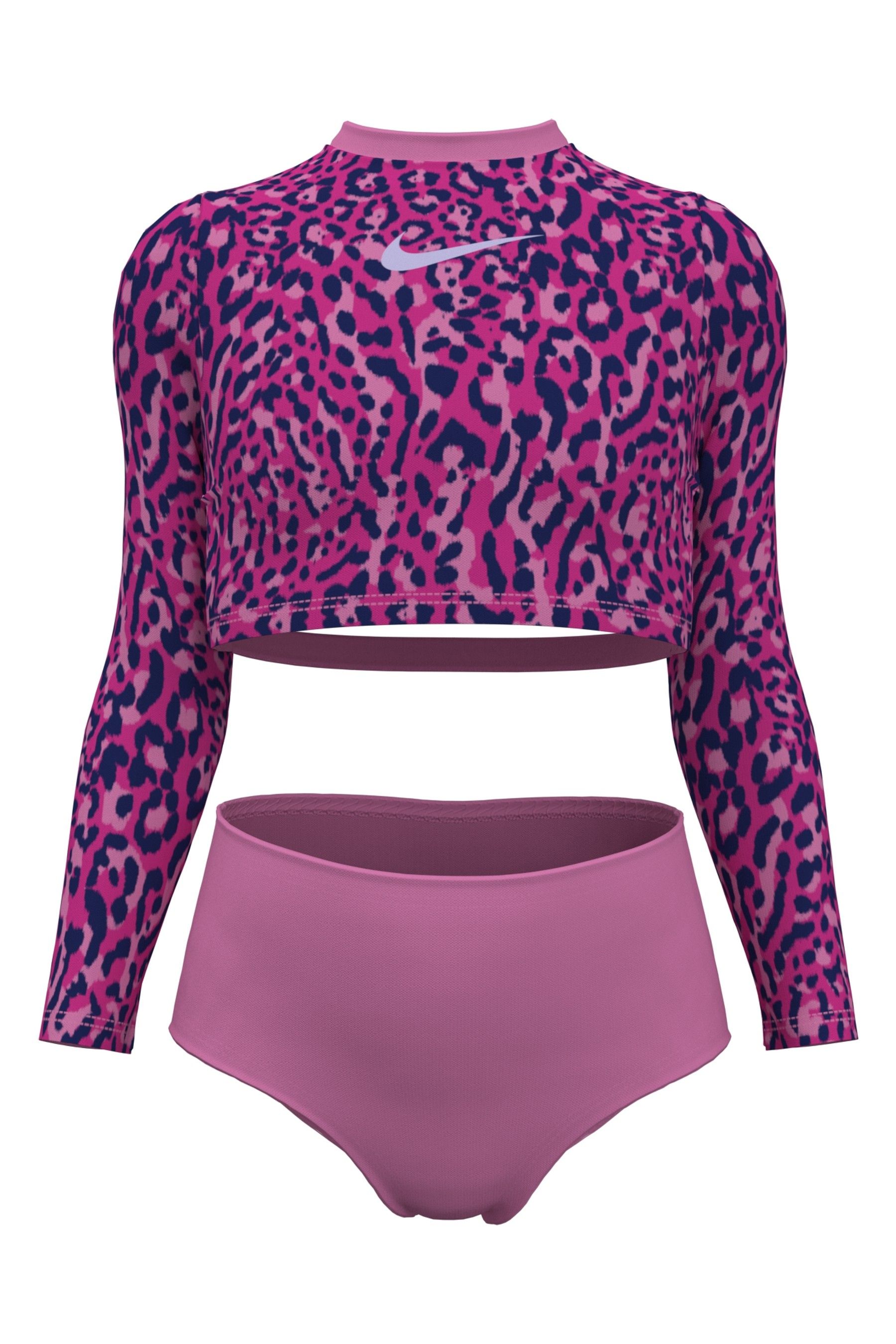 Buy Nike Pink Nike Swim Animal Print Long Sleeve Bikini Set From The 