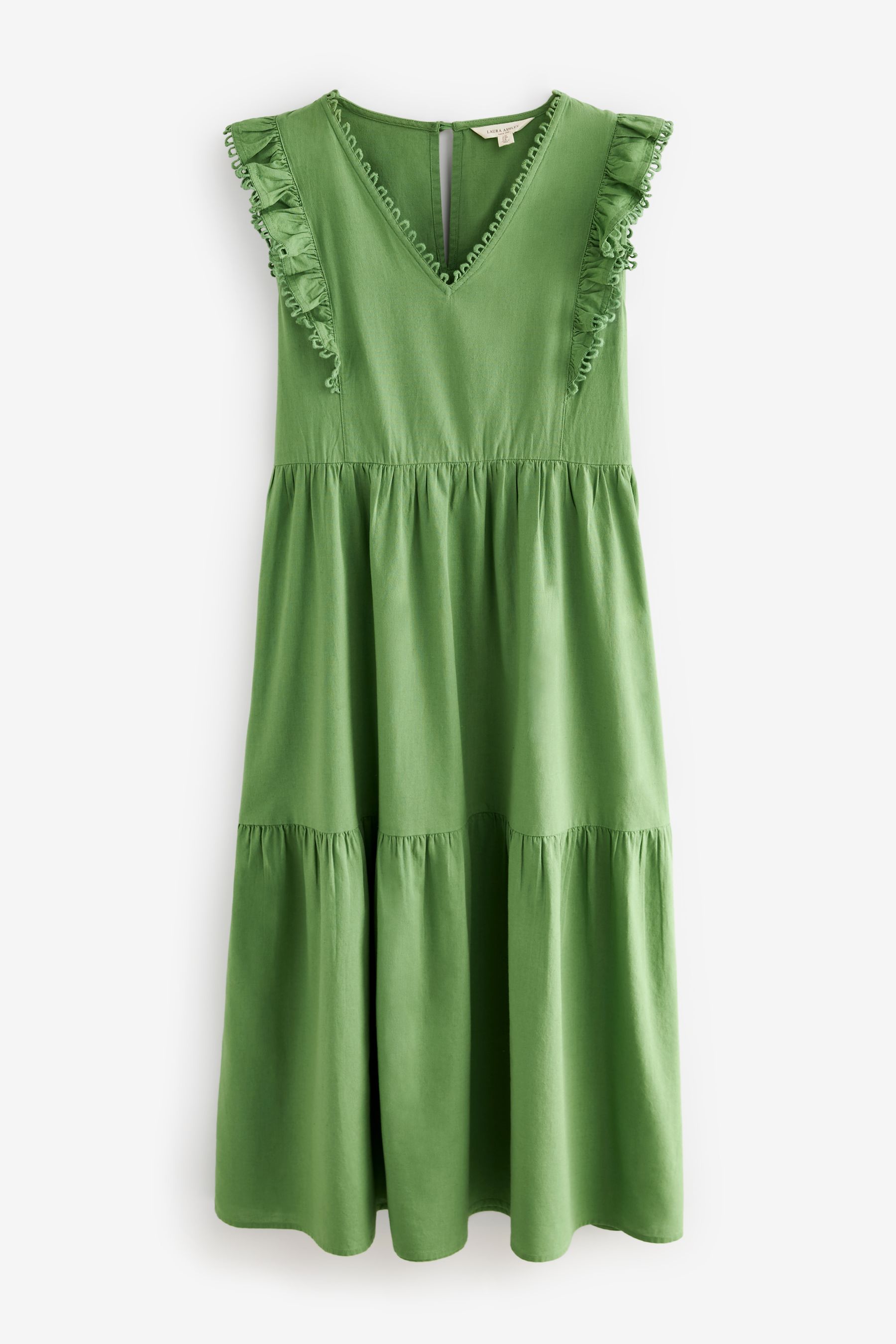 Buy Laura Ashley Green Linen Blend Lace Trim Midaxi Dress from Next Luxembourg