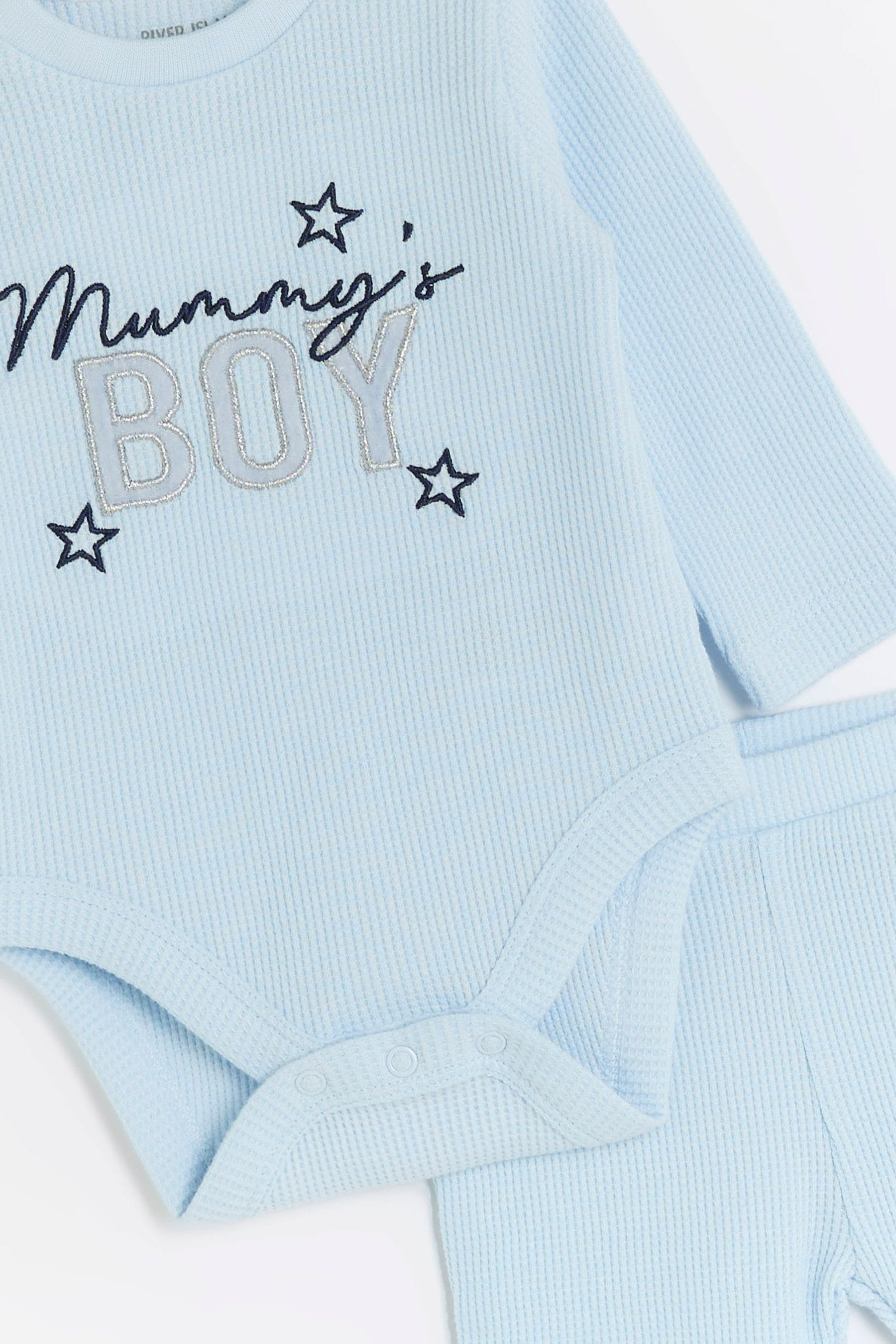 Buy River Island Blue Baby Boys Waffle Bodysuit and Leggings Set from