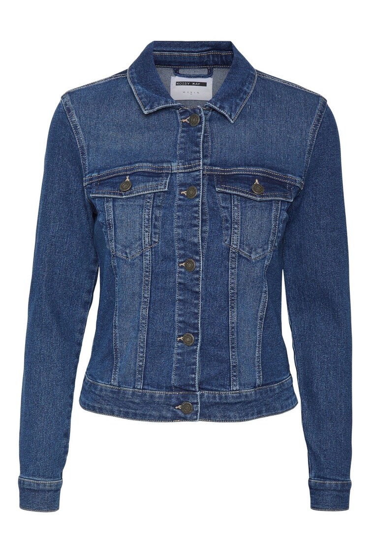 NOISY MAY Navy Blue Fitted Denim Jacket - Image 1 of 1