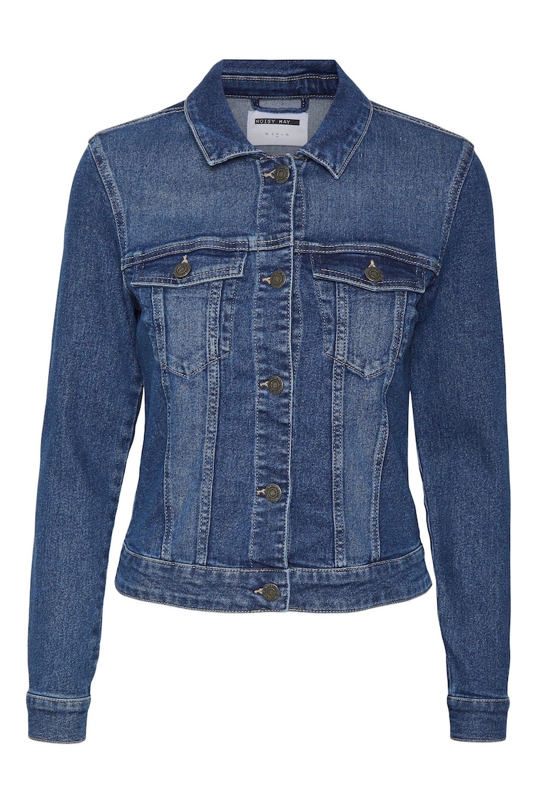 NOISY MAY Navy Blue Fitted Denim Jacket - Image 1 of 1 NOISY MAY Navy Blue Fitted Denim Jacket - Image 1 of 1