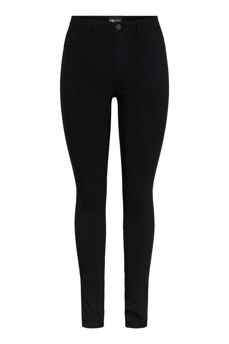 PIECES Black High Waist Jeggings With Linen - Image 1 of 1