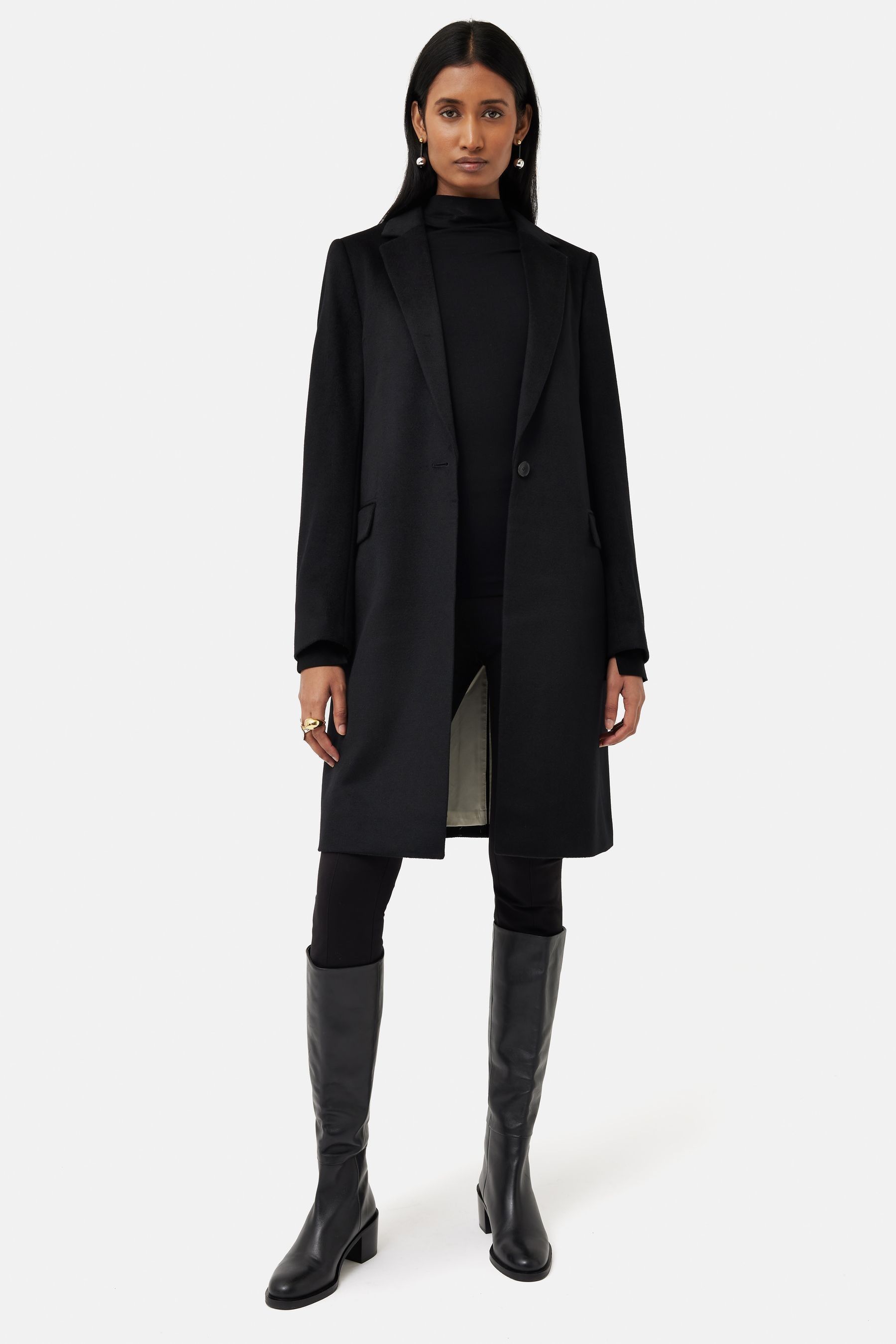 Buy Jigsaw Relaxed Wool City Black Coat from the Next UK online shop