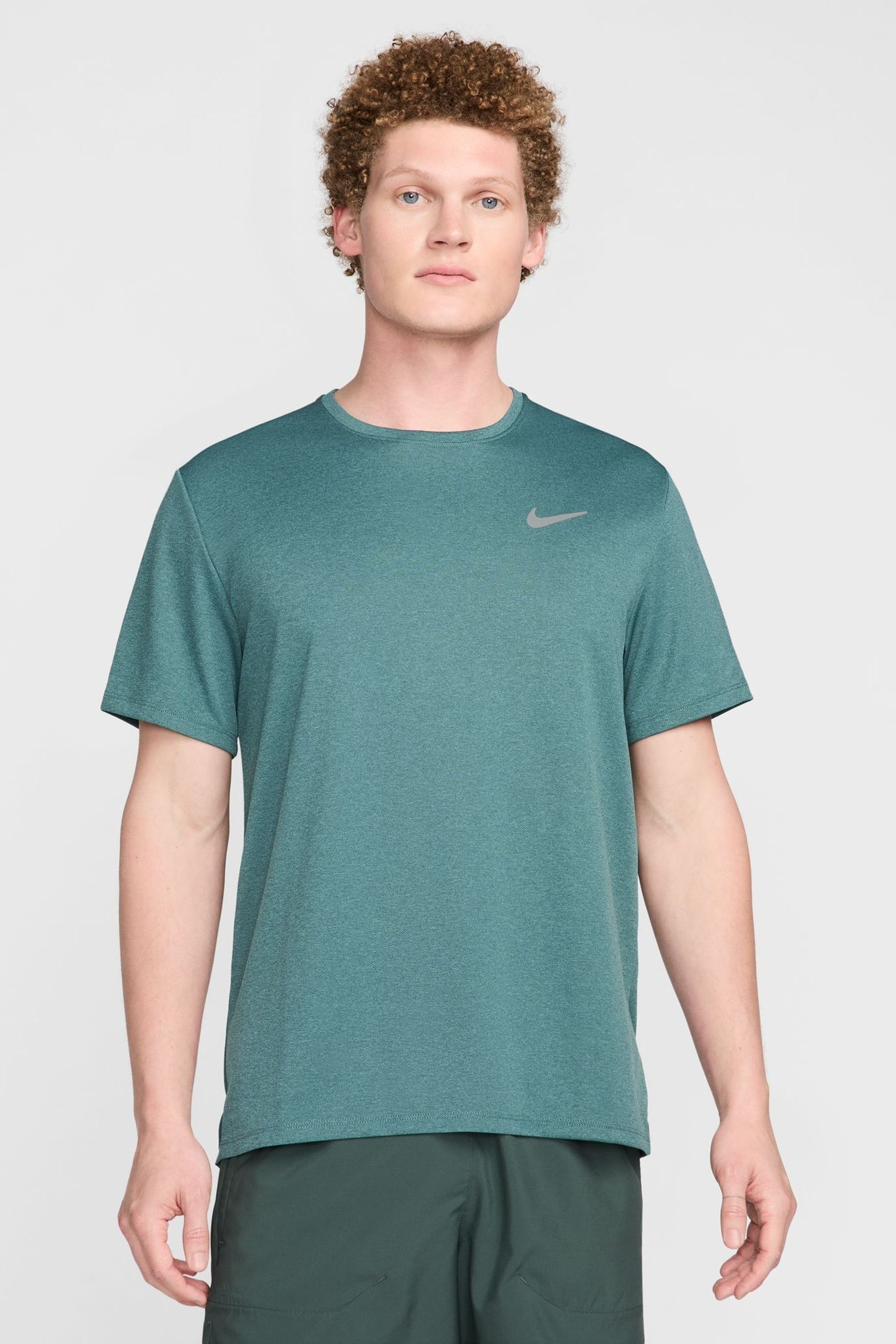 Buy Nike Dark Green Miler Dri-FIT UV Running T-Shirt from the Next UK ...